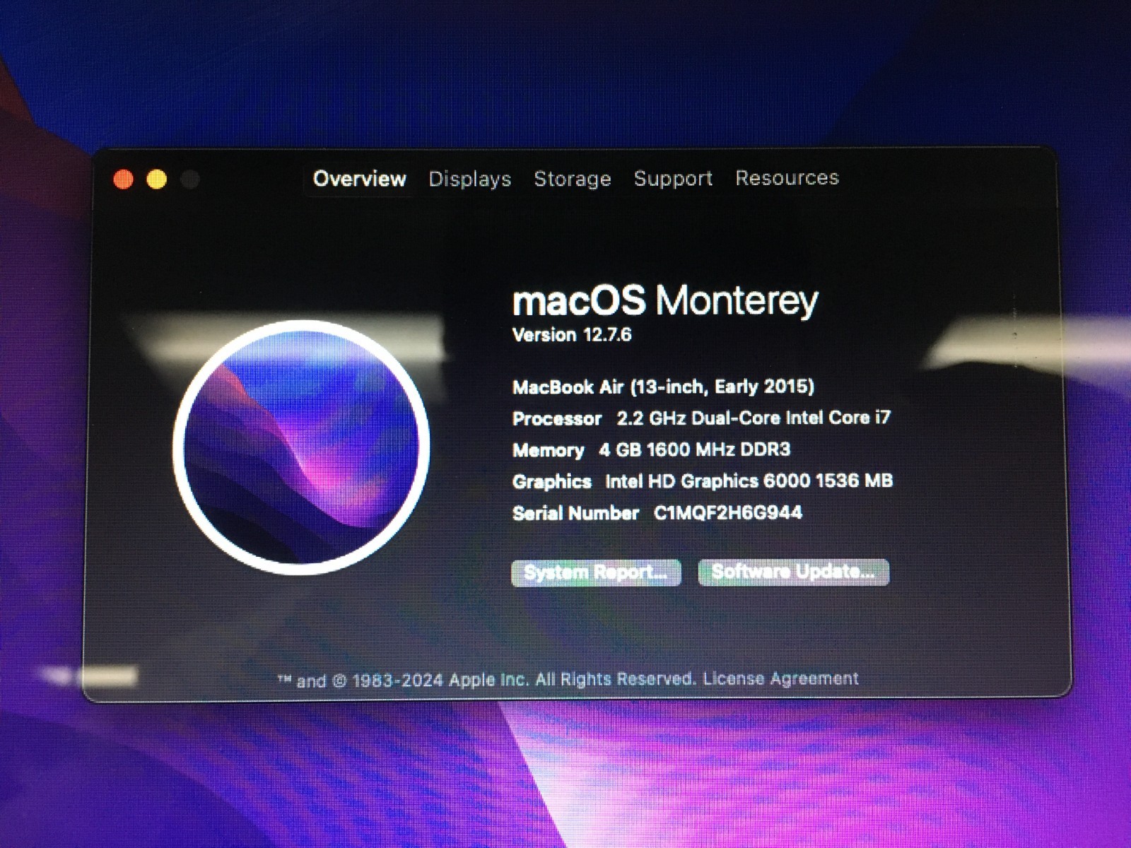 Apple MacBook Air 2015 A1466 13″ i7-5650U 4GB RAM 256GB SSD *Read* | C1066