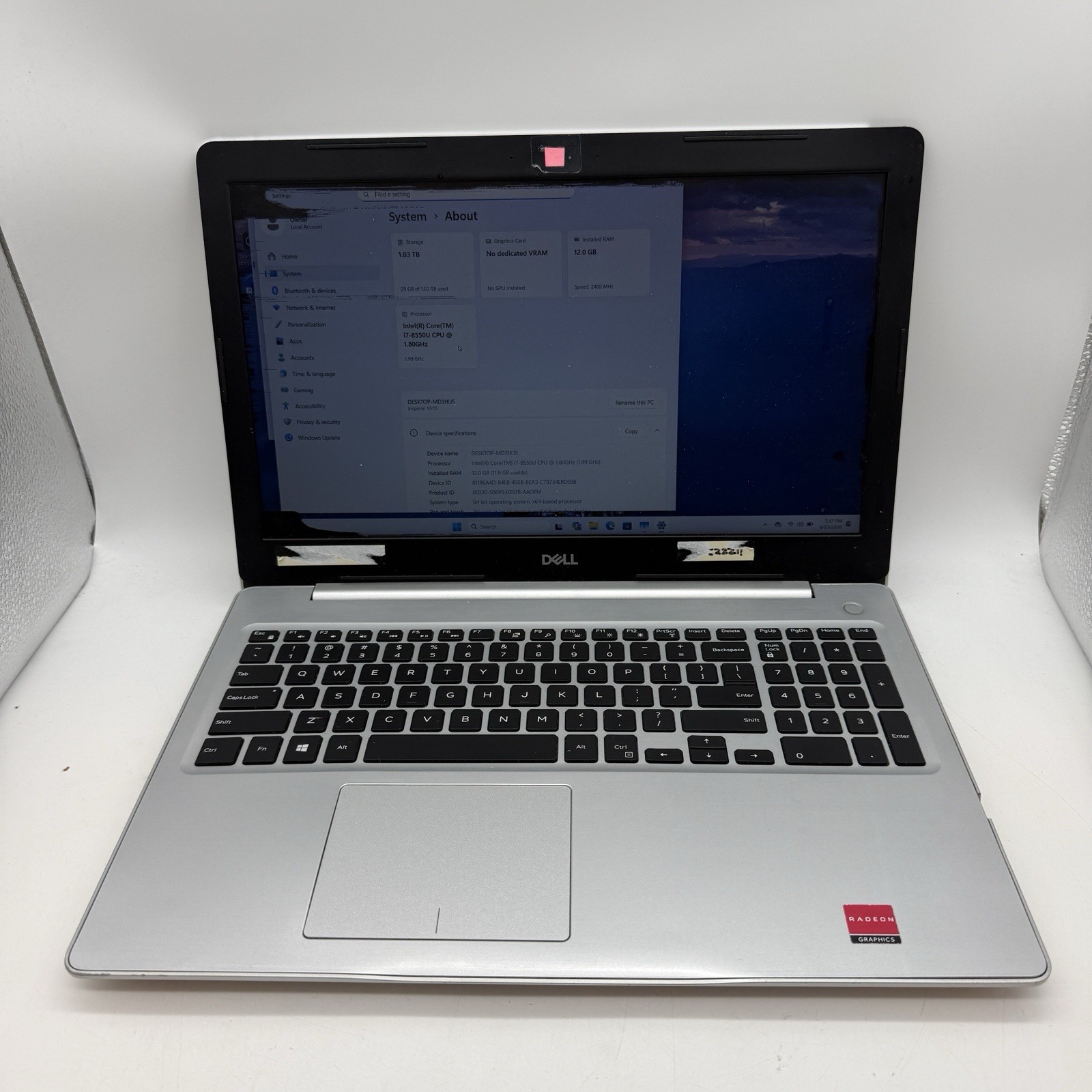 Dell Inspiron 5570 15.6 FHD i7-8550U 1.80GHz 12GB 128GB SSD/1TB HDD READ! – L47