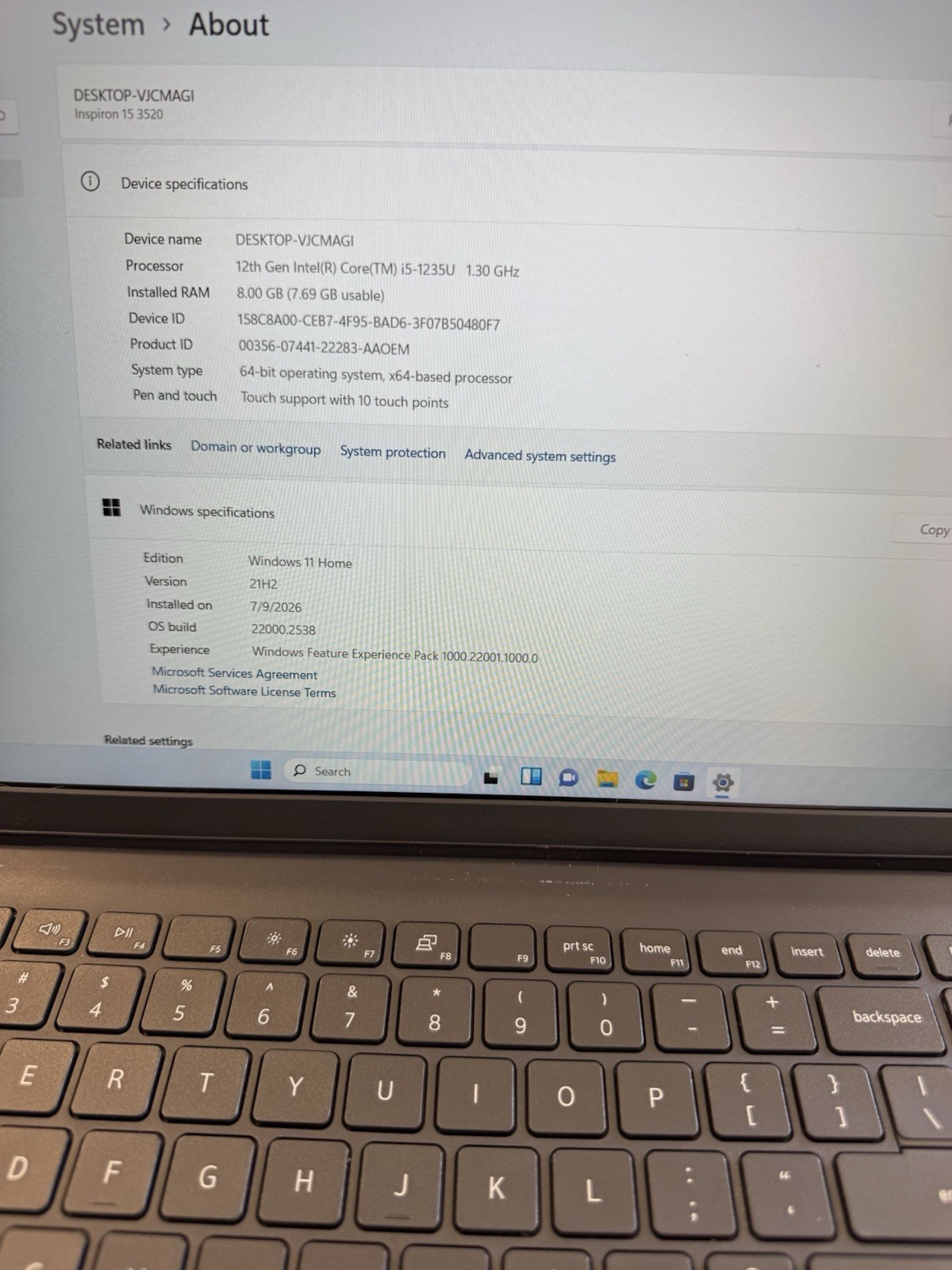 Dell Inspiron 15 3520 Touch i5-1235U 8GB 512GB SSD FHD Win11 15.6″ Laptop