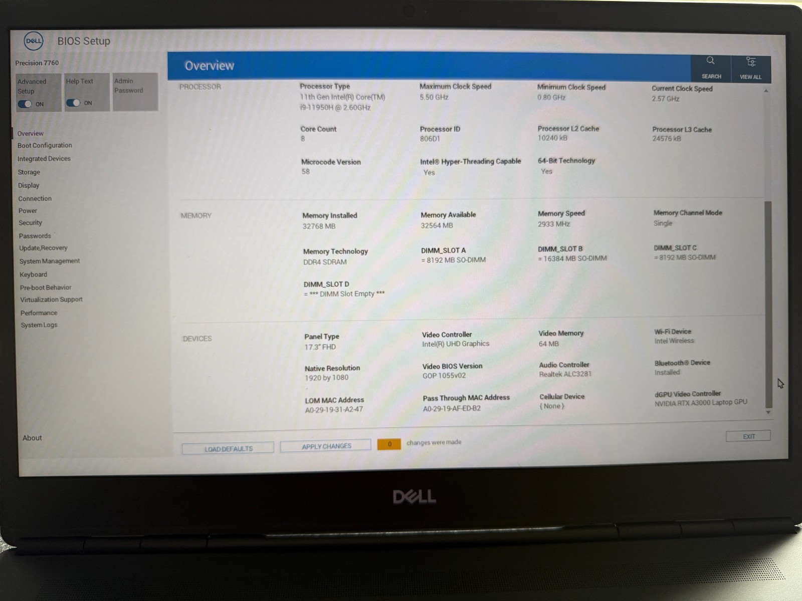 DELL PRECISION 7760 17.3″ i9-11950H 32GB (2) 512GB NVIDIA RTX A3000 WIN 11 PRO