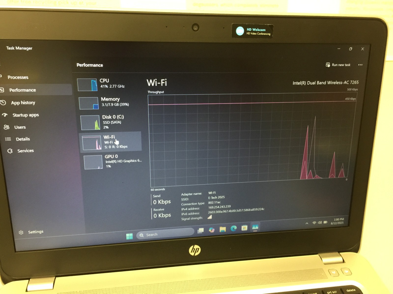 HP ProBook 440 G4 14″ Core i5 7th gen 2.50GHz, 8 GB RAM 256 GB SSD WIN 11 PRO
