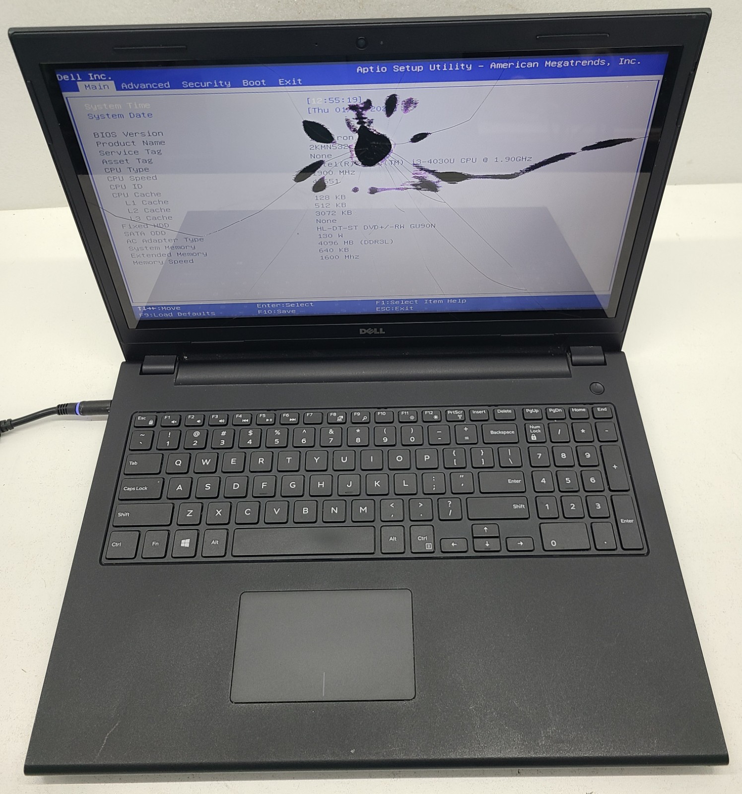 Dell Inspiron 3542 Laptop Intel Core i3-4030U 4GB RAM No HD/OS Bad Screen (FL)