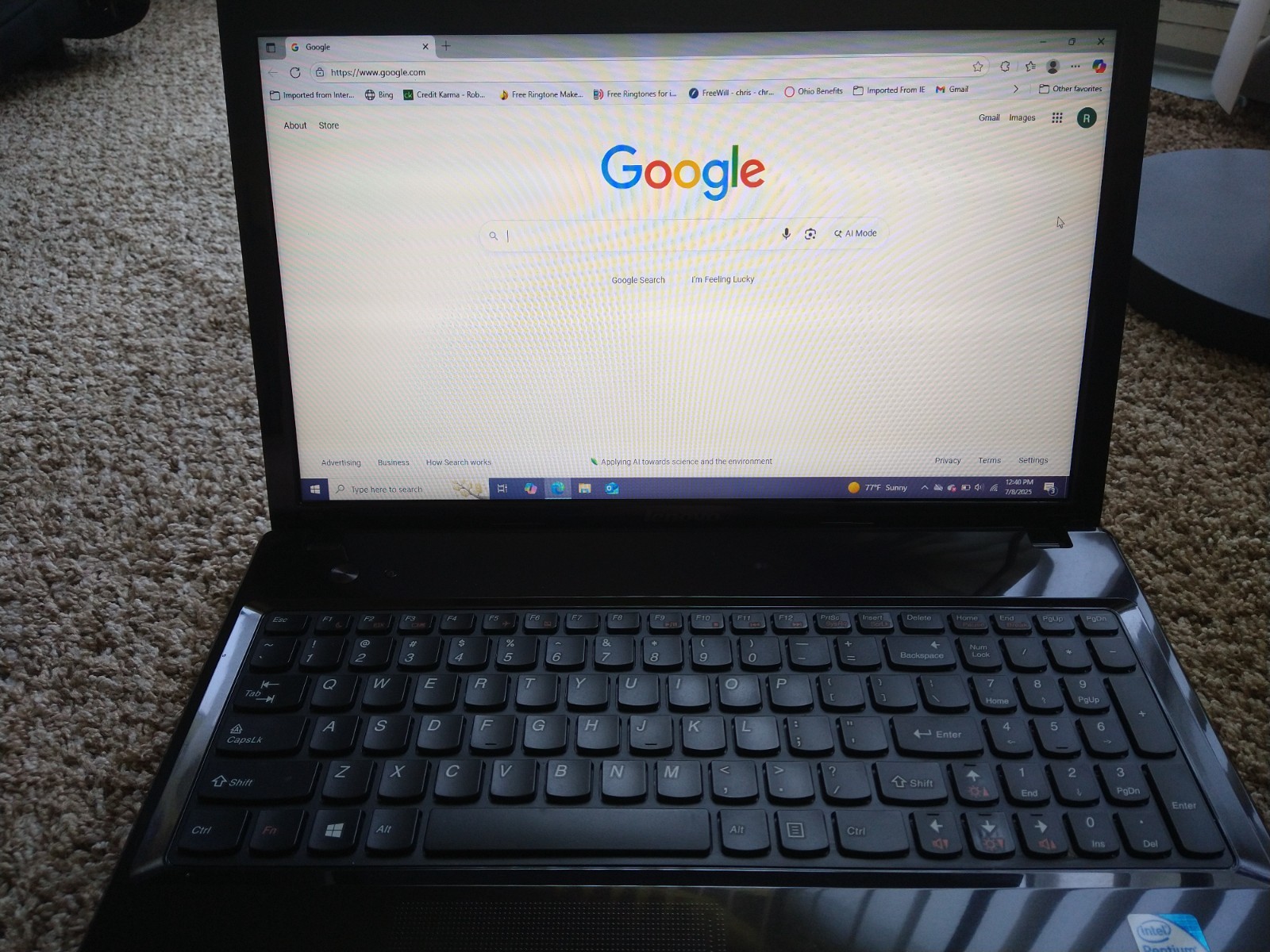 LENOVO G580 INTEL Pentium CPU B980 @ 2.40GHZ / 500GB HDD 4GB DDR Ram