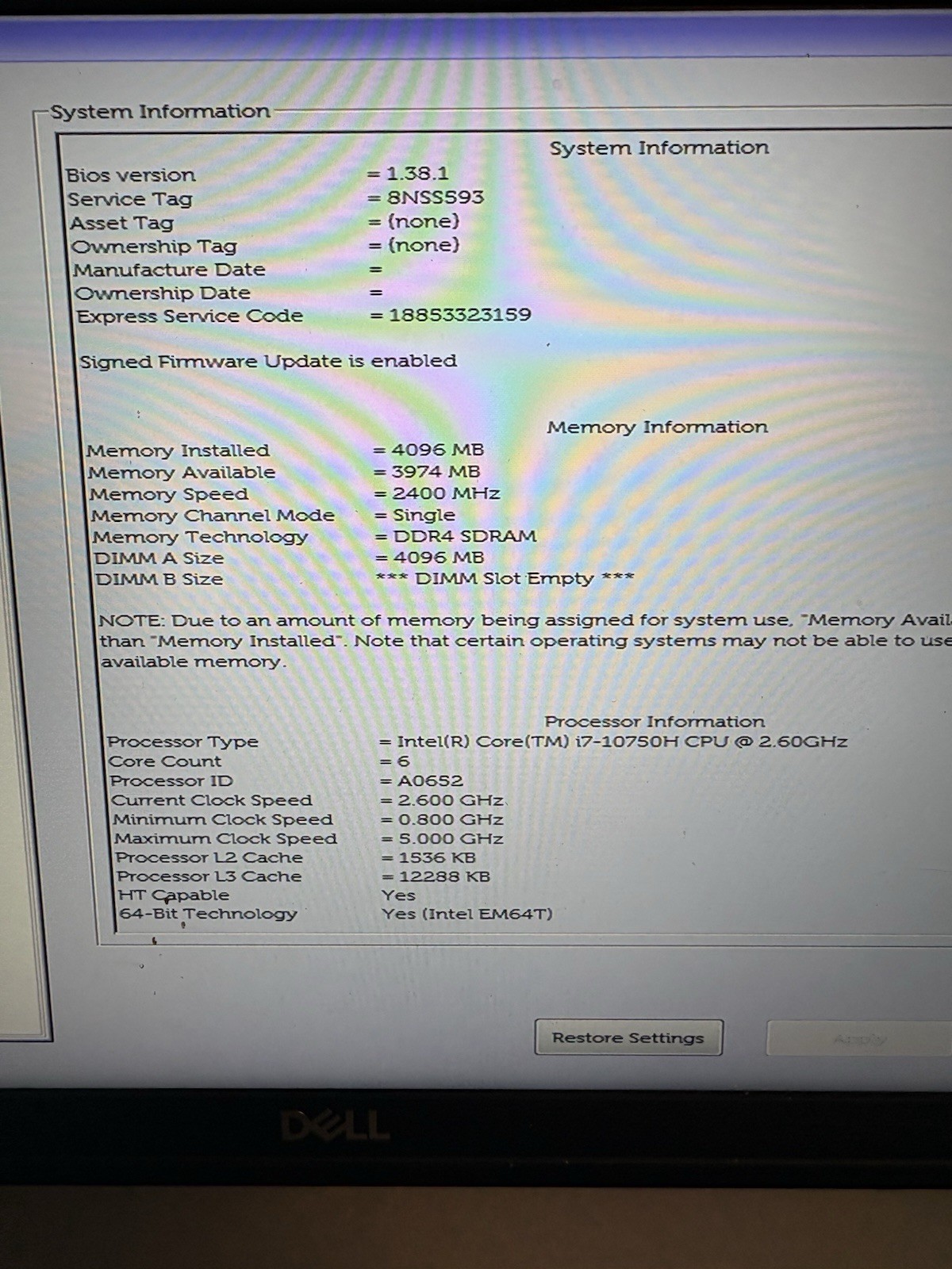 Lot Of 5 Dell Precision 3541 3551 3510 15.6″ | 2.30GHz i9-9880H | 4GB DDR4 |