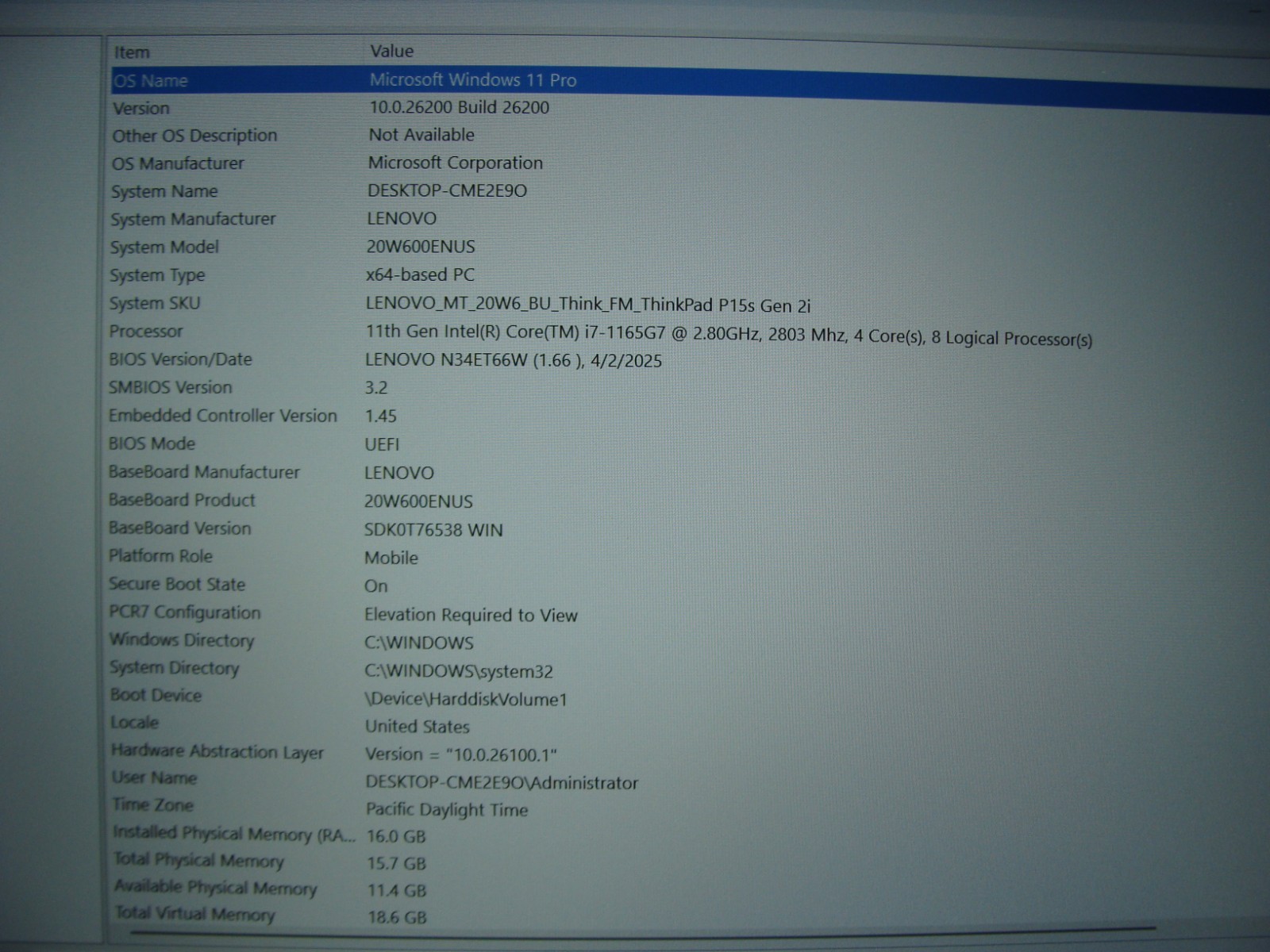 Lenovo ThinkPad P15s Gen2i 15.6″FHD i7-1165G7 2.8GHz 16GB 512GB T500 100ttery