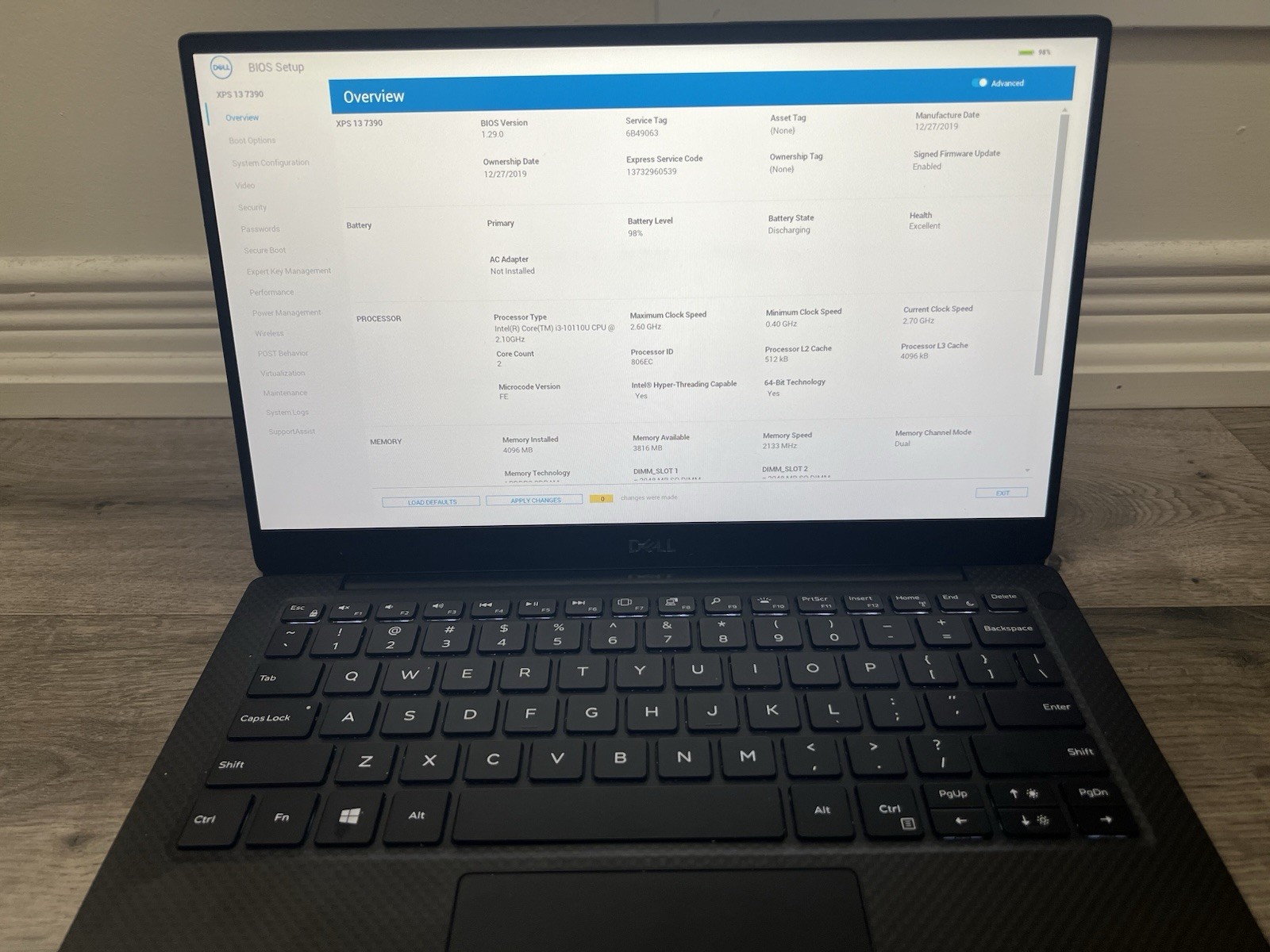 Dell XPS 13 7390 13” Laptop i3 10th Gen CPU 4G RAM 120G SSD Win 11 PRO + AC