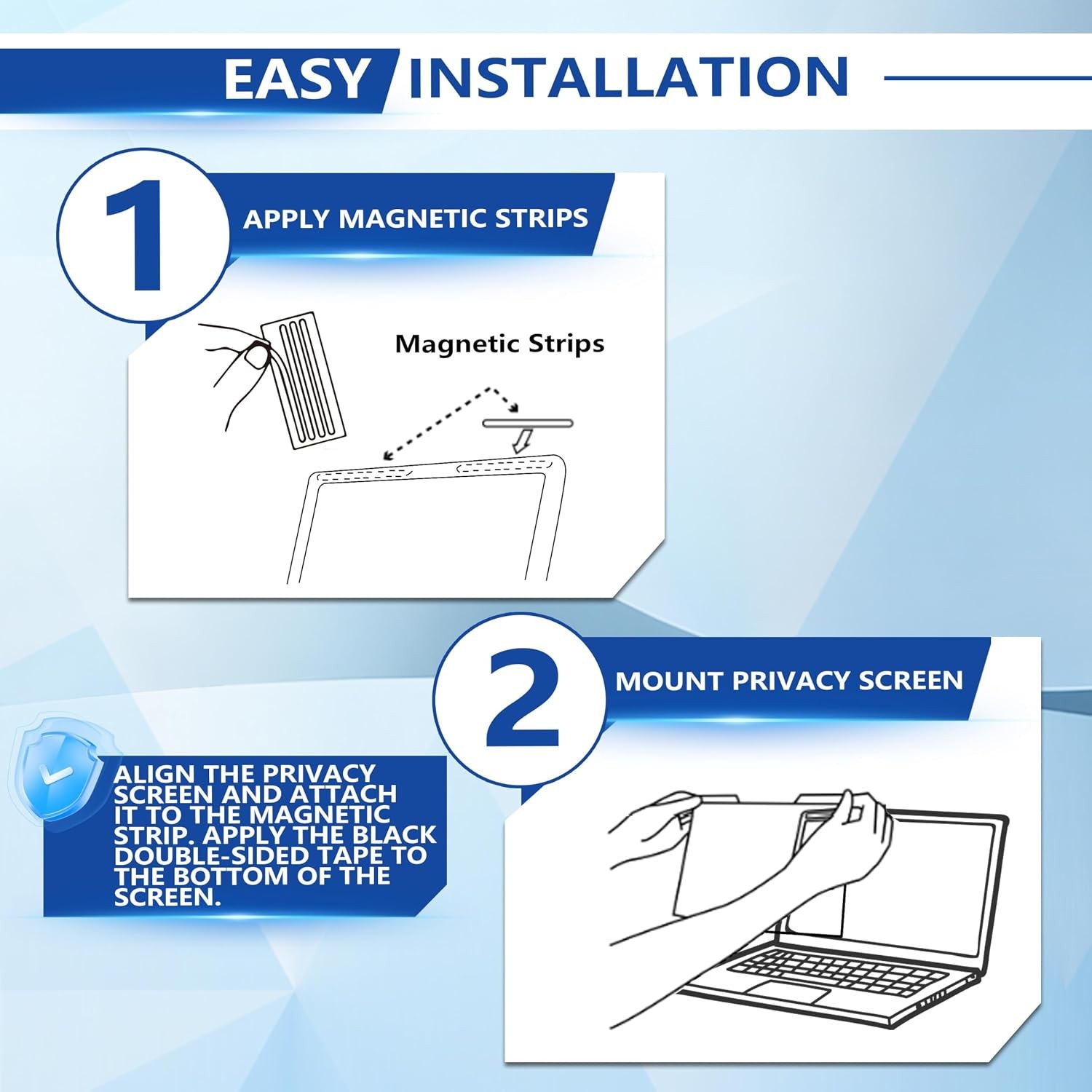 16 Inch 16:10 Magnetic Privacy Screen for Laptops, Removable Anti-Glare Shield