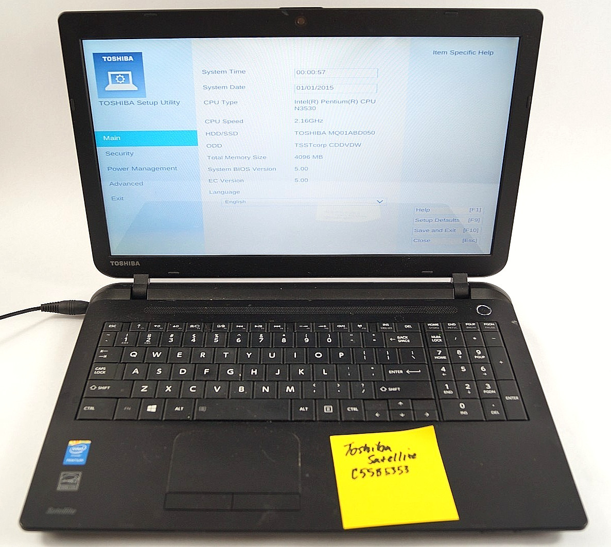 TOSHIBA Satellite C55B5353 15.75″ 2.16GHz 4GB Mem READ WORKING PoR C152