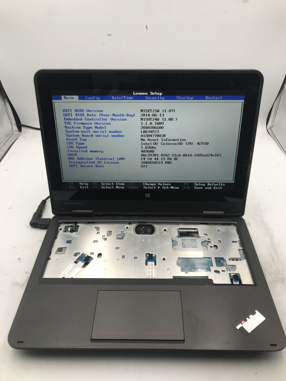 LENOVO THINKPAD YOGA 11E -BOOTS TO BIOS- INTEL CELERON N2930 – 4GB RAM -READ- BB