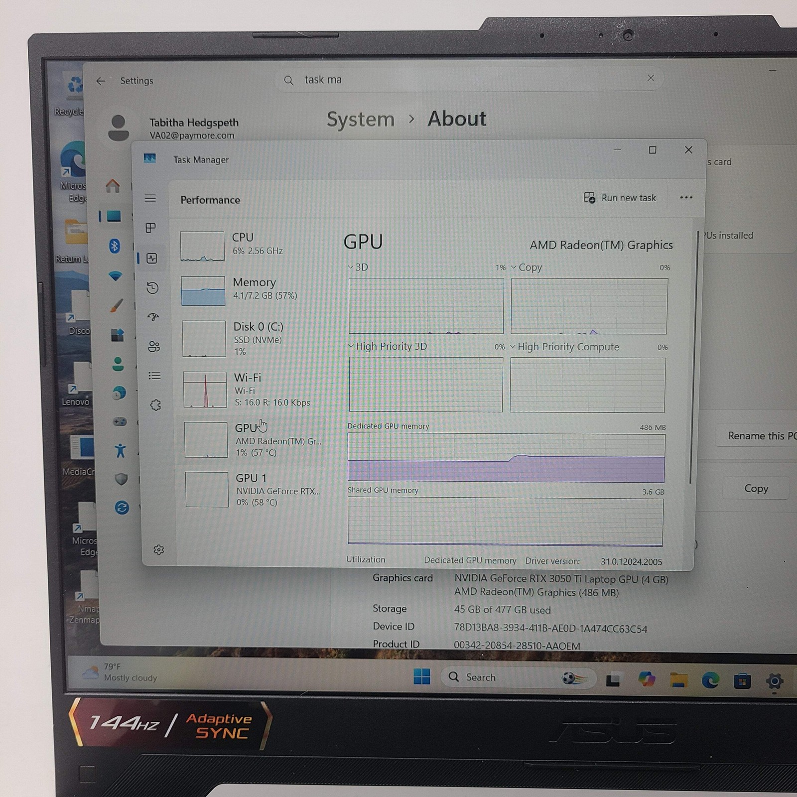 Asus TUF A15 FA507RE 15.6″ Ryzen 7 6800H 3.2GHz 8GB RAM 512GB SSD GeForce RTX
