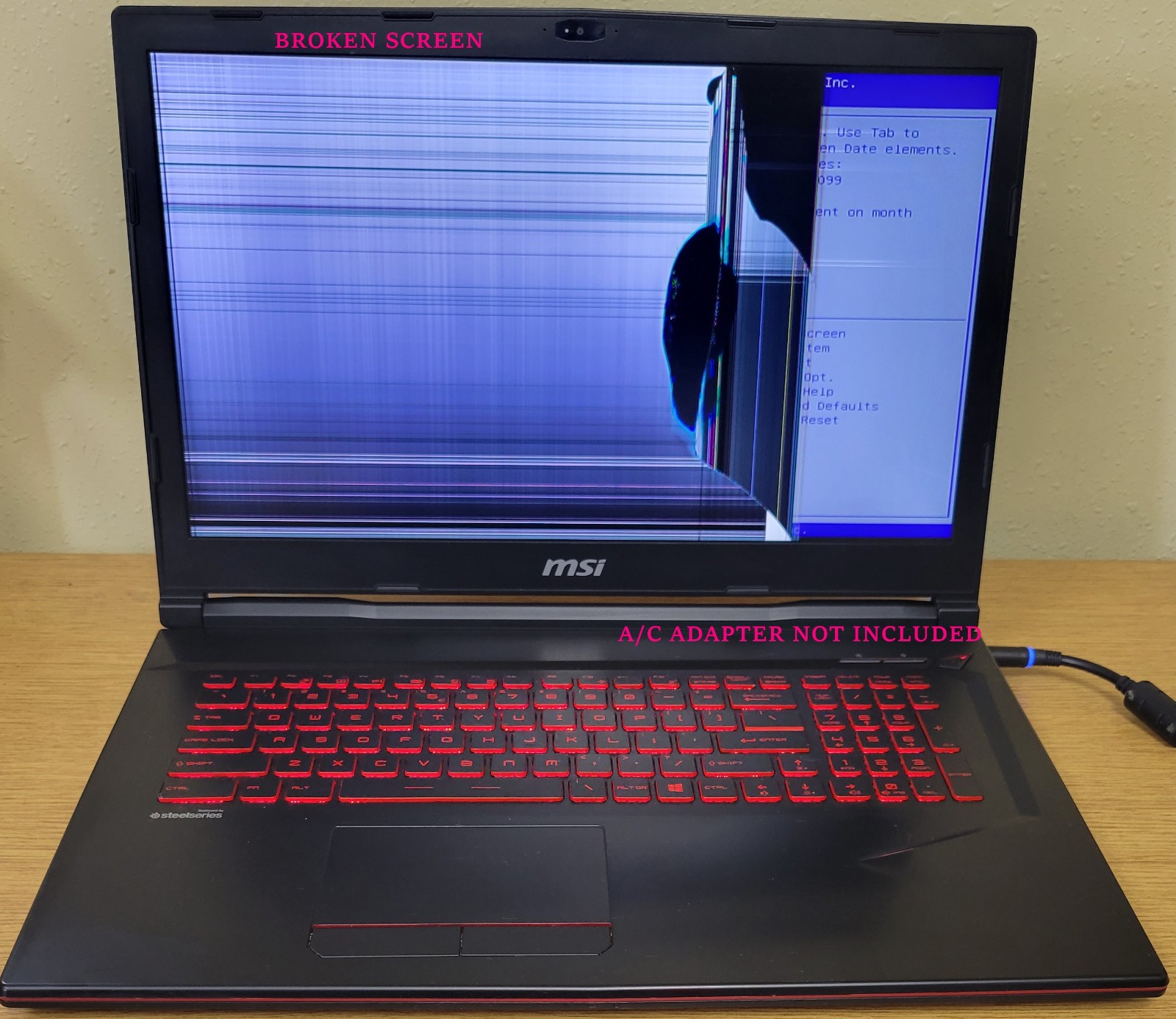 MSI MS-17C6 Gaming Laptop i7-8750H 2.2GHz 16GB 512GB SSD Gtx 1050Ti No OS PARTS