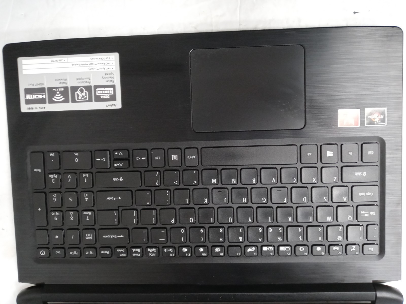 ACER ASPIRE 3 A315-41-R98U AMD Ryzen 5 2500U 2.0GHz 4GB RAM NO HDD