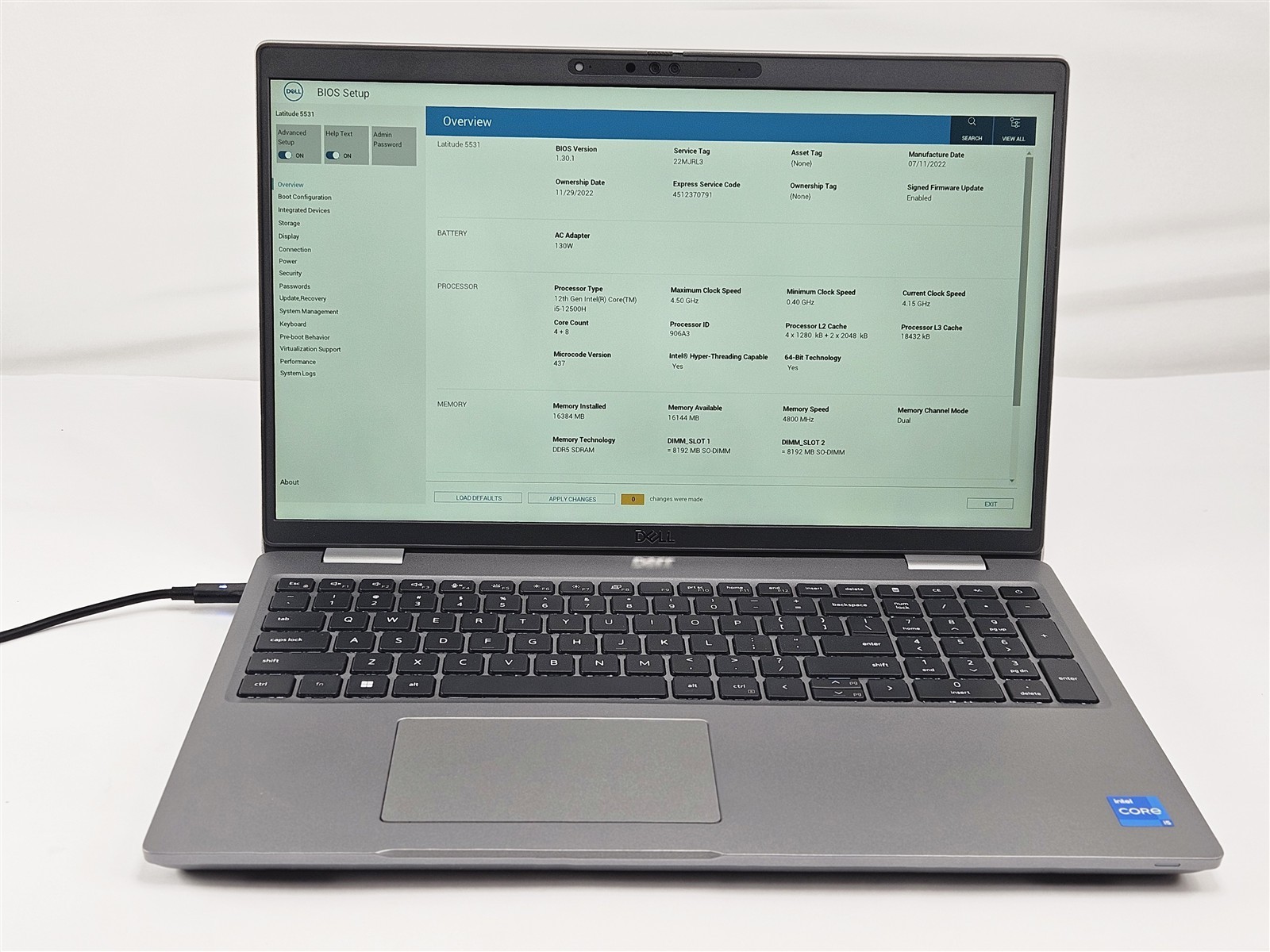 Dell 15.6″ Latitude 5531 16GB RAM 256GB SSD Intel Core i5-12500H Iris Xe