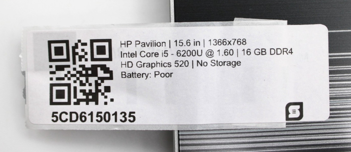 HP Pavilion 15-au023cl i5-6200U@1.6GHz 16GB DDR4 NO STORAGE OR OS *USED/TESTED*