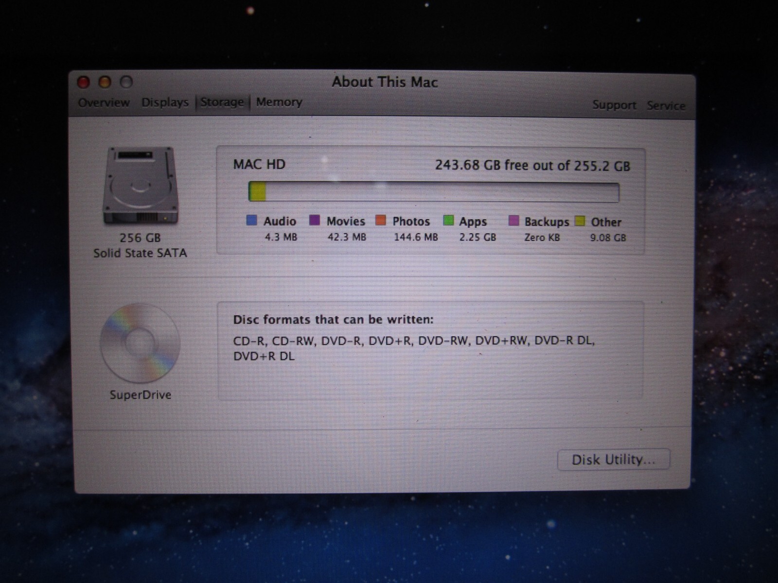 MacBook Pro 13 inch Mid 2009 4GB RAM 256GB SSD SuperDrive OSX 10.7.5 Lion