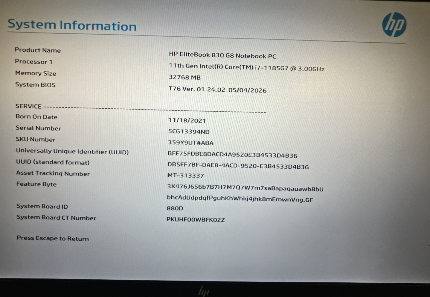 HP EliteBook 830 G8 13″ Intel Iris Xe 3.0GHz Intel Core i7-1185G7 32GB 512GB