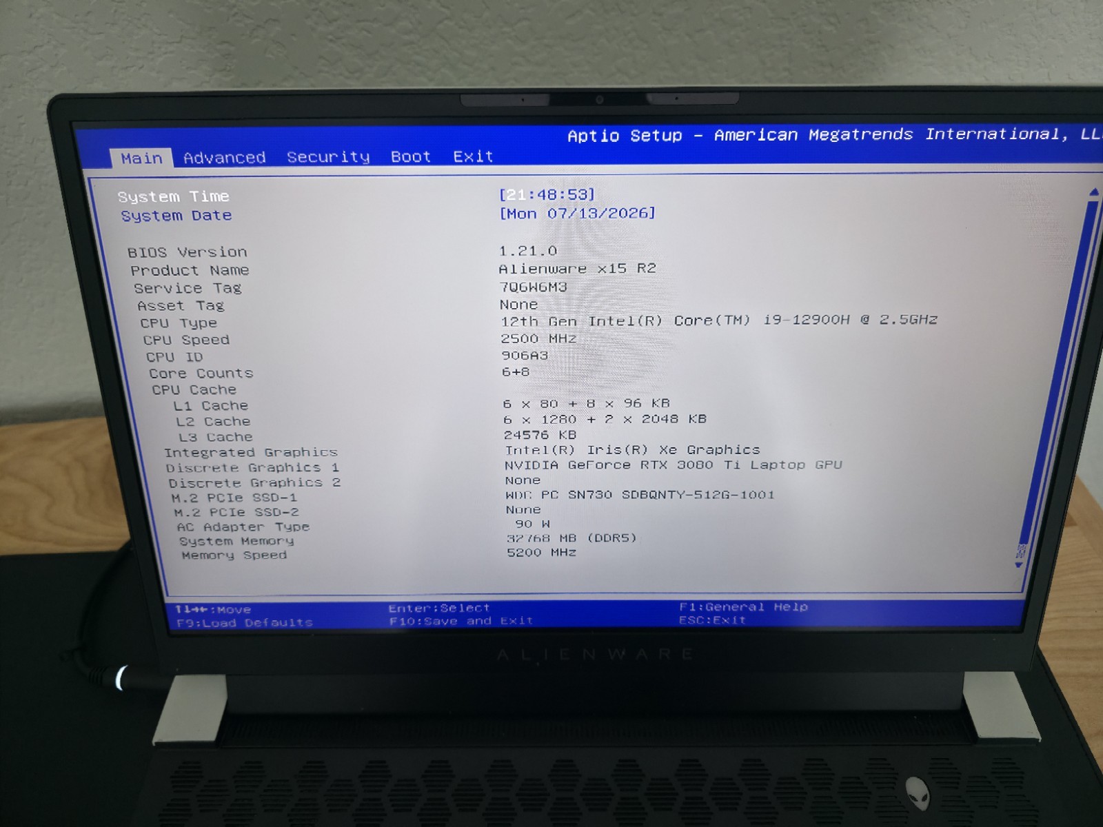 Alienware X15 R2 Laptop 15.6 I9-32GB RAM RTX3080 Ti 500Gb SSD Read