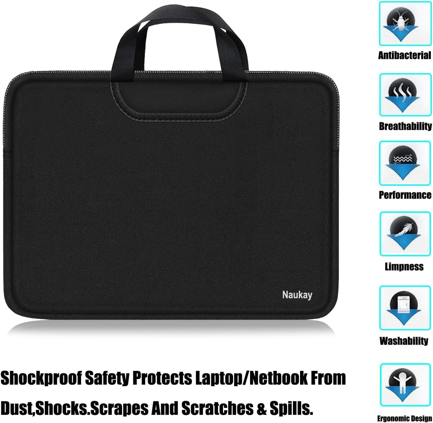 Neoprene Laptop Sleeve 17 Inch with Handle, Protective Case for 15.6 17 Inch Lap