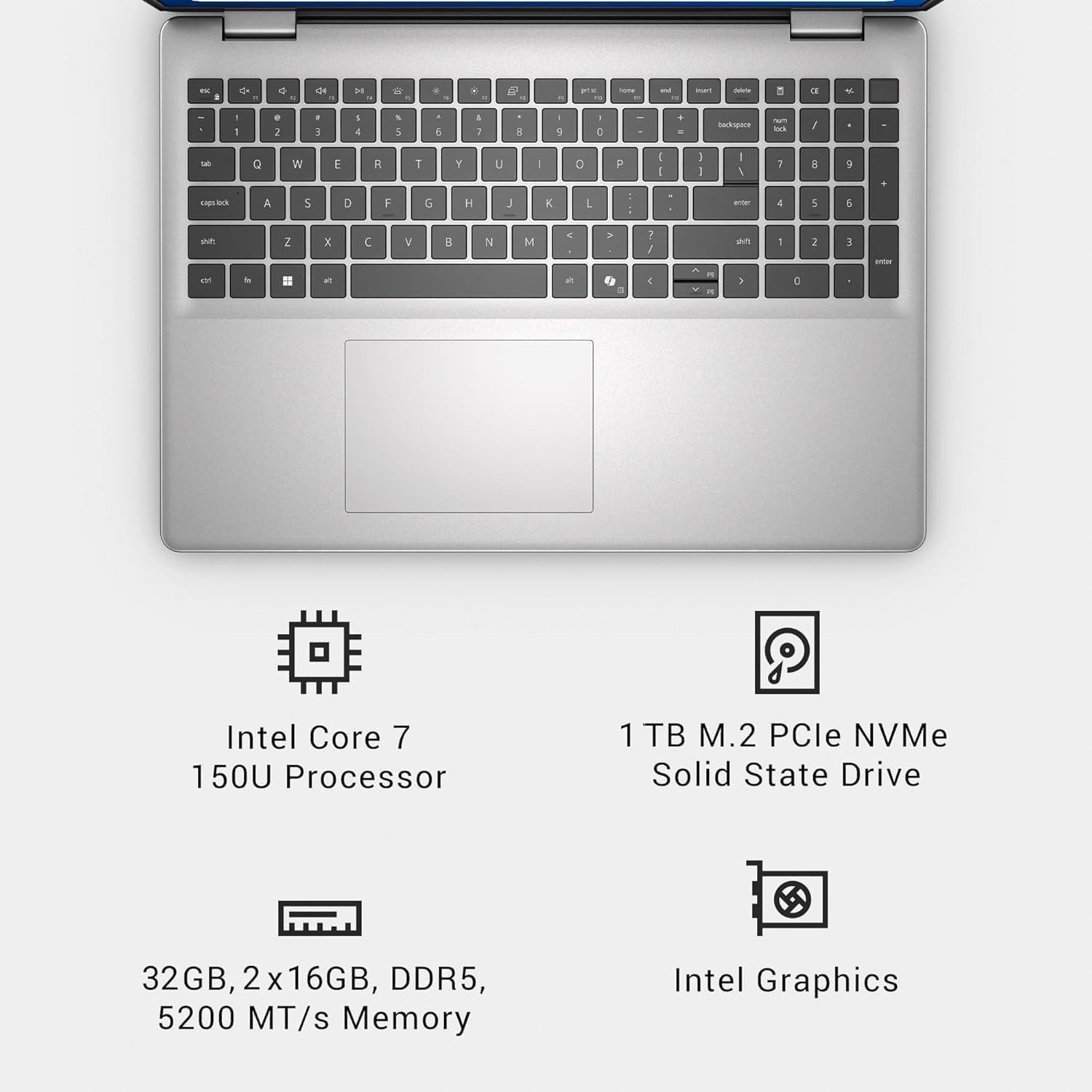 Dell 16 Touchscreen Laptop DC16251, Core 7 150U, 16GB RAM + 1TB SSD, Win 11 Pro