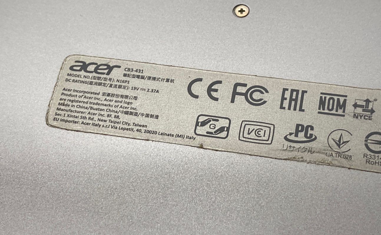 Acer Chromebook 14 CB3-431 14″ Silver Laptop Chrome OS All Metal Chassis