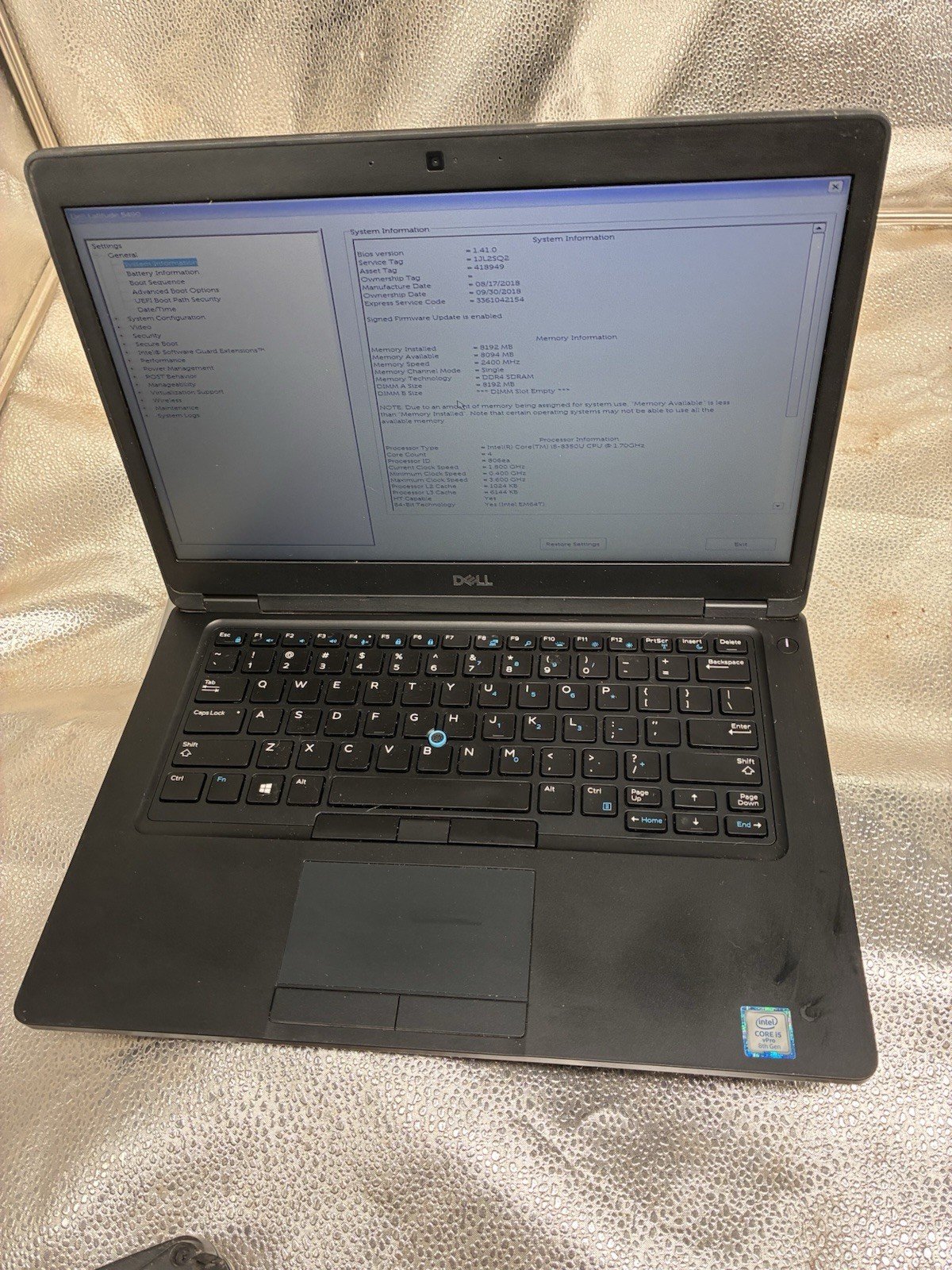 Dell Latitude 5490 i5-8350U 1.70 GHz 8GB RAM 256GB SSD Windows 11