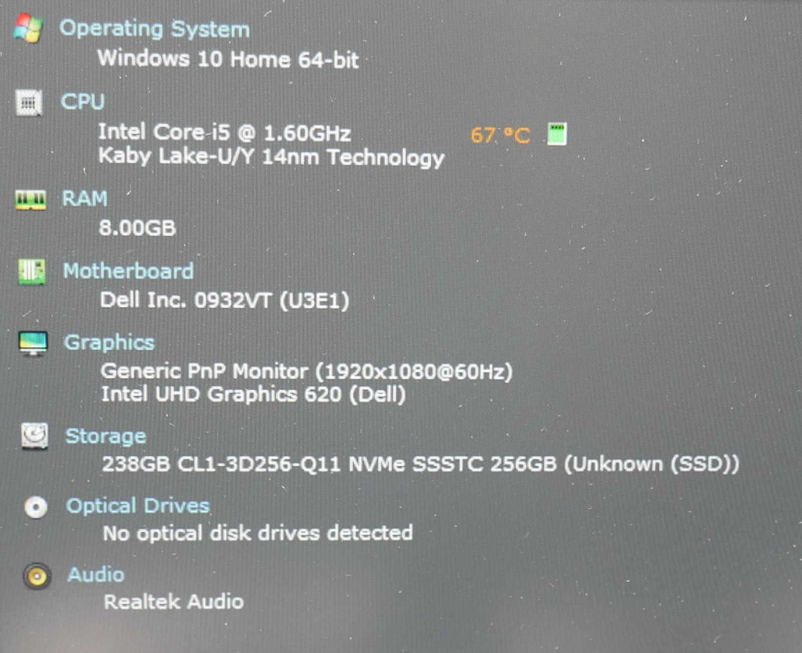 Dell Latitude 5300 Intel Core i5 8265u 256GB SSD 8GB Windows 10 webcam FHD