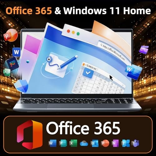 15.6 inch Laptop with Office 365, 12GB RAM 256GB SSD, Win 11 Laptops Gray
