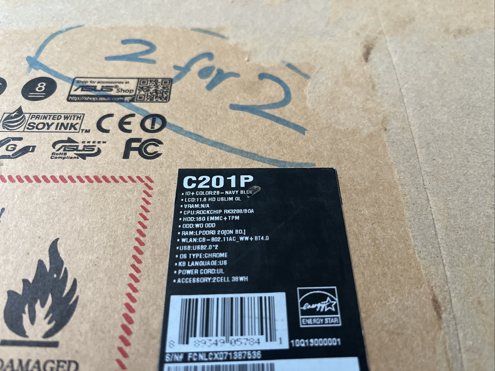 ASUS C201P Chromebook – 11″ RK3288/BGA 2Gb RAM 16GB eMMC Chrome OS