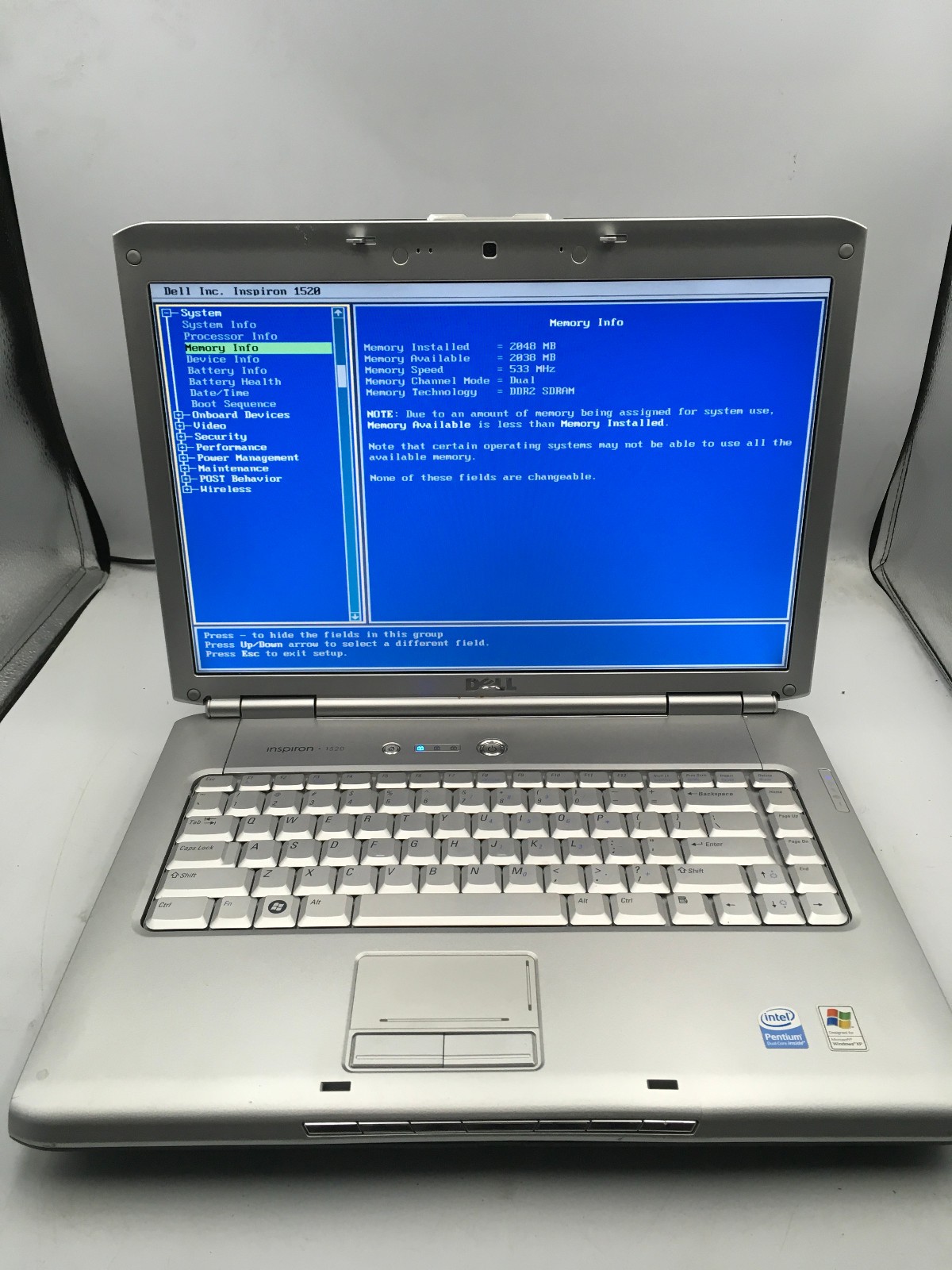 DELL INSPIRON 1520 – BOOTS TO BIOS – INTEL CORE 2 DUO – 2GB RAM – READ DESC – BB