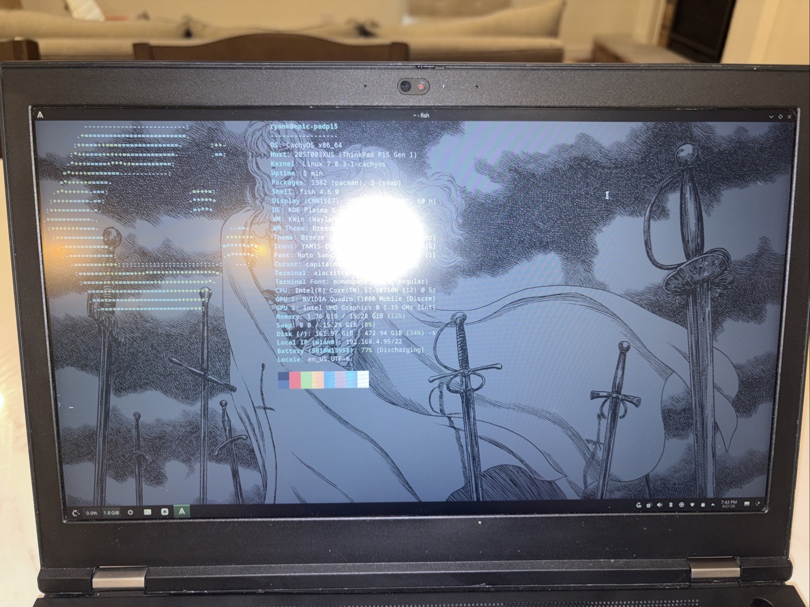 Lenovo ThinkPad P15 Gen 1 FHD i7-10750H 16GB 512GB SSD Quadro T1000 Very Good