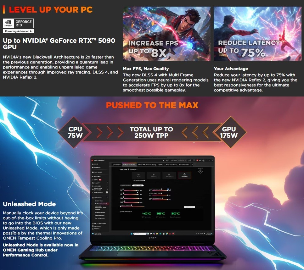 HP Omen 16Z-AK000 Black Gaming Laptop PC 16.0″ AI 7 350 16GB 512G RTX 5070Ti W11