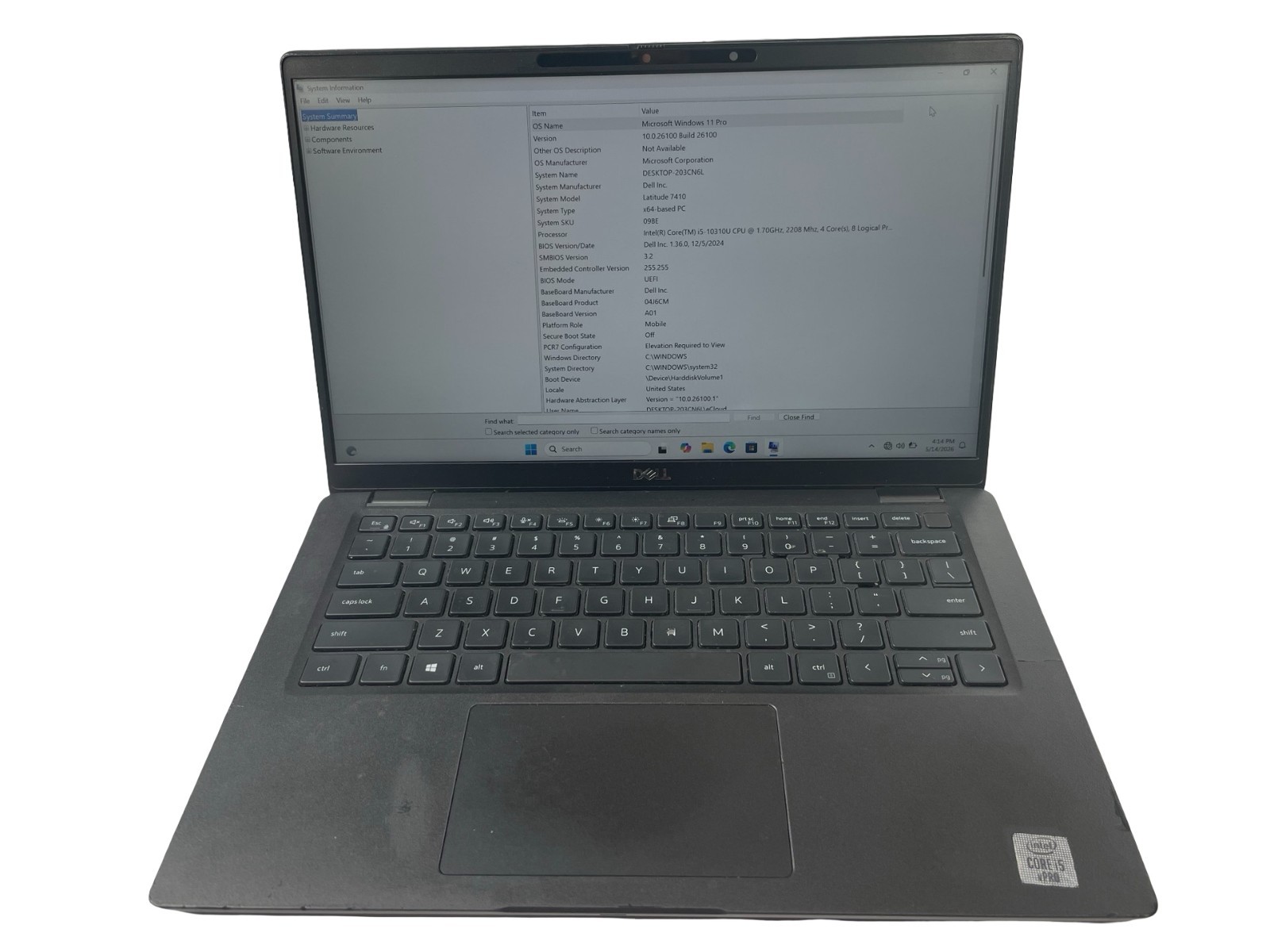 Dell Latitude 7410 Core i5-10310U 1.70GHz 16GB RAM 256GB NVMe W.11 P Touchscreen
