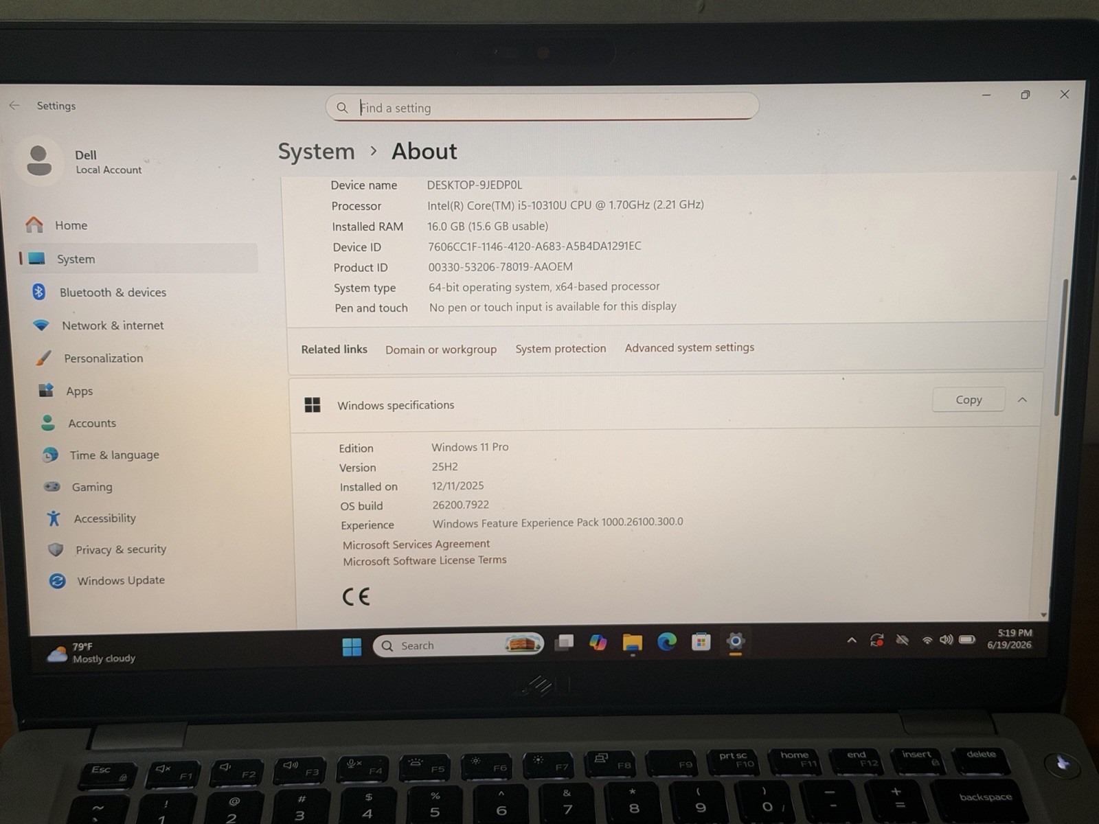 Dell Latitude 5410 i5-10210U 16GB DDR4 256GB NVMe Win 11 Pro