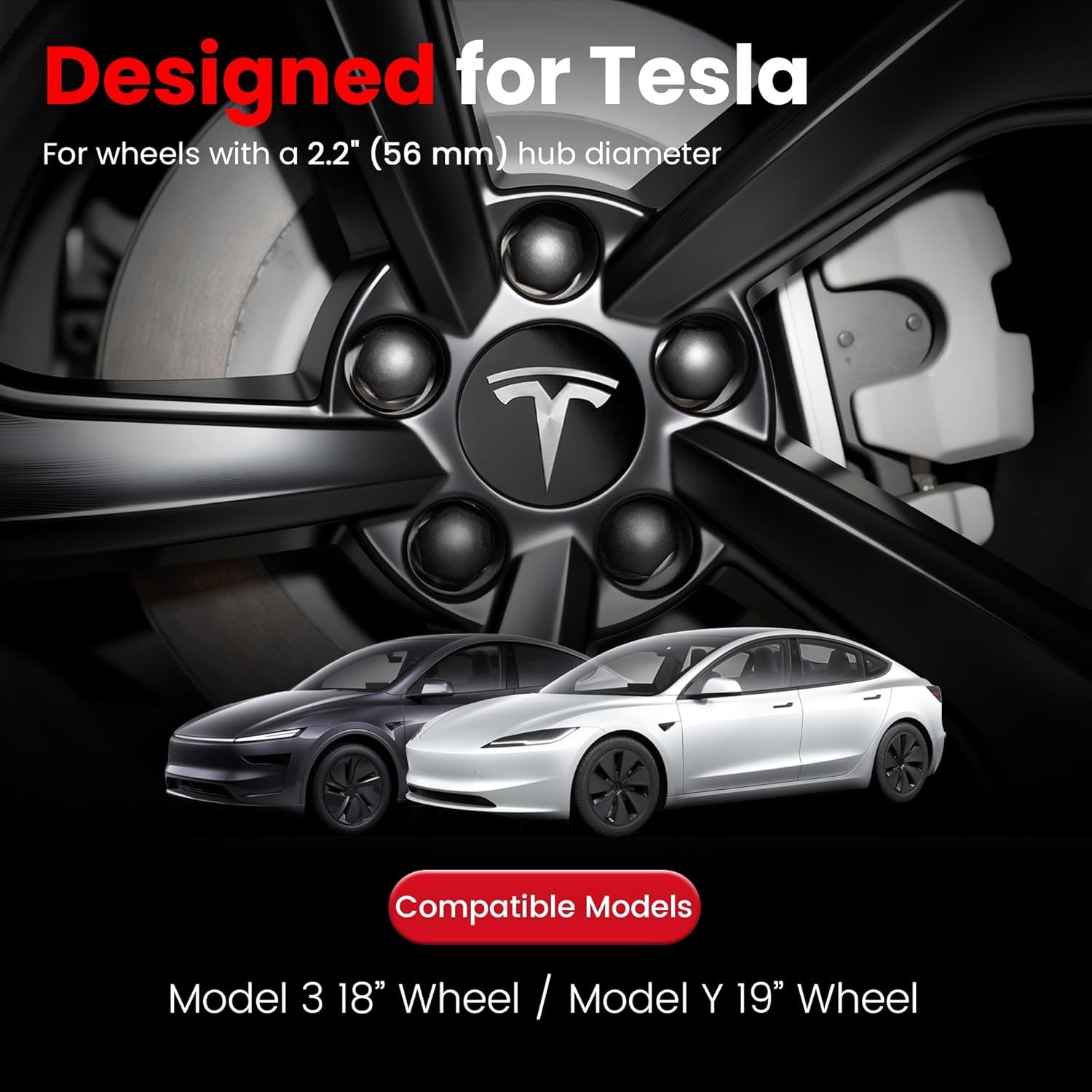 4PC Tesla Model Y Model 3 Wheel Caps Hubcaps Center Covers Chrome Em