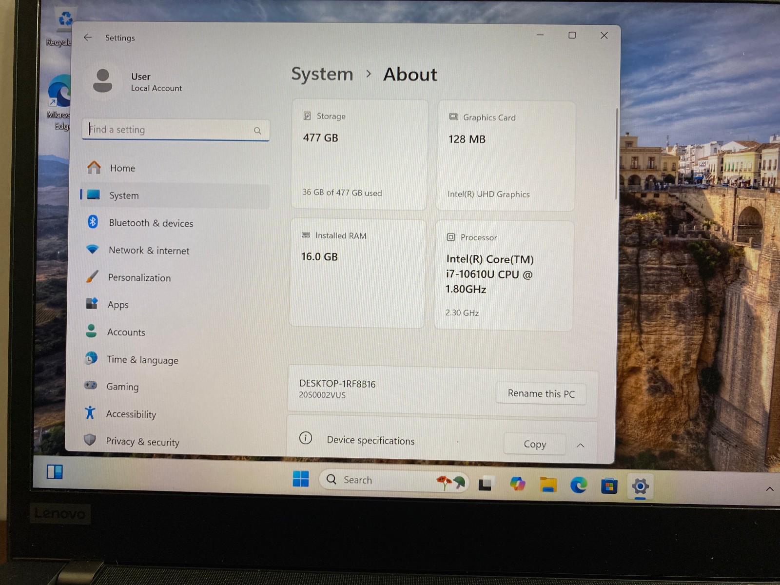 Excellent Lenovo ThinkPad T14 Laptop 14” Intel i7 16GB RAM 512GB SSD WOW