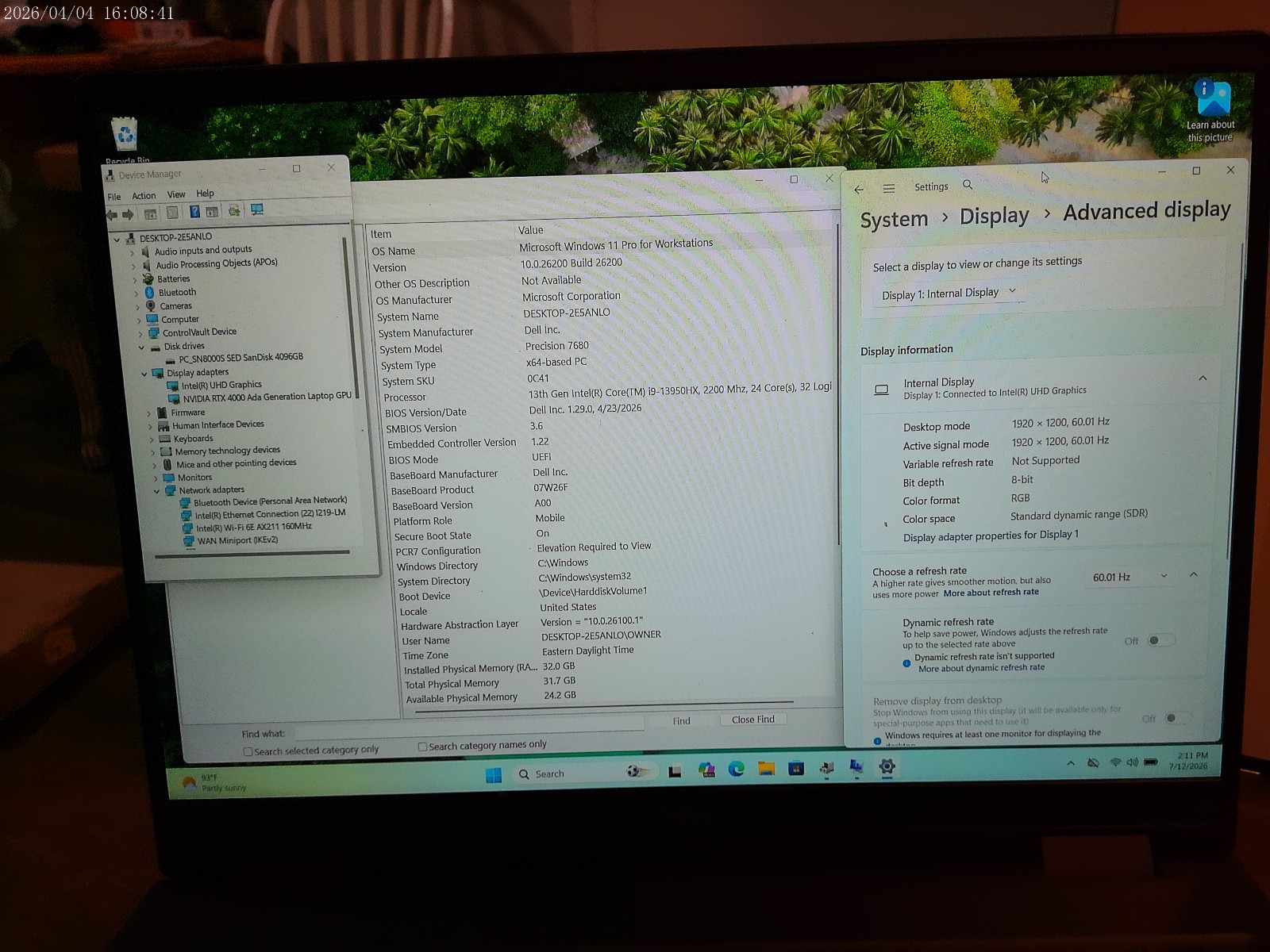 Dell Precision 7680 16″ FHD+ i9 13950HX 13th Gen 32GB RAM 4TB SSD RTX 4000 Ada