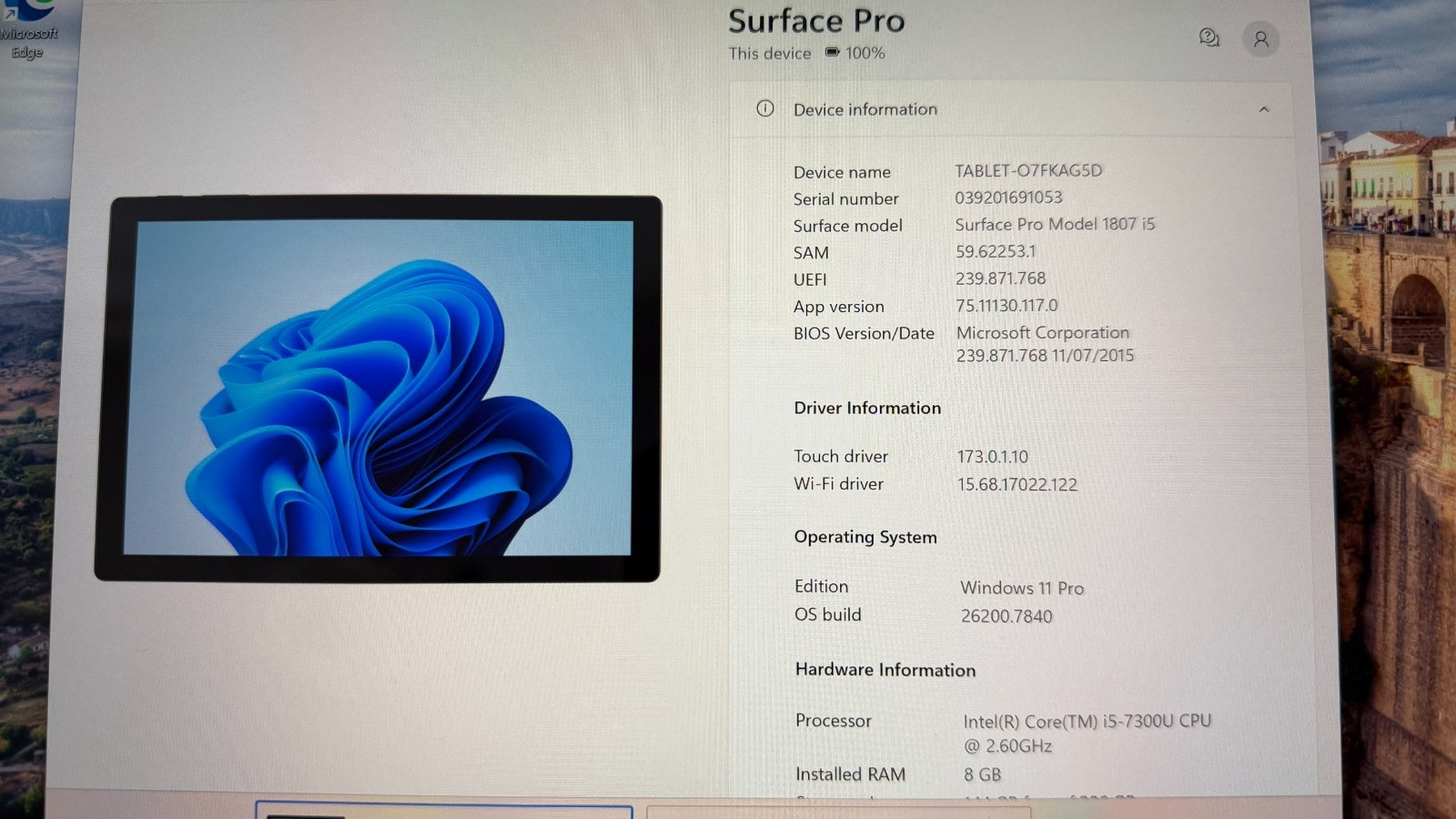 U49558 Microsoft Surface Pro LTE 123 26 GHz i57300U 8GB RAM 256GB Acces G2U