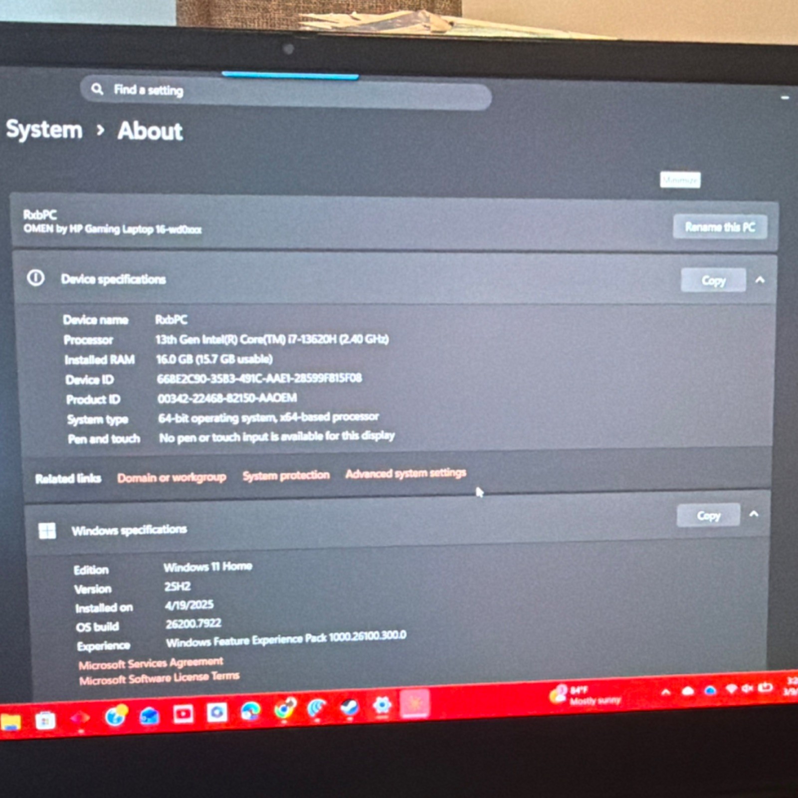 HP OMEN 16.1″ Gaming Laptop i7 13620H RTX 4060 16GB 1TB SSD Shadow Black