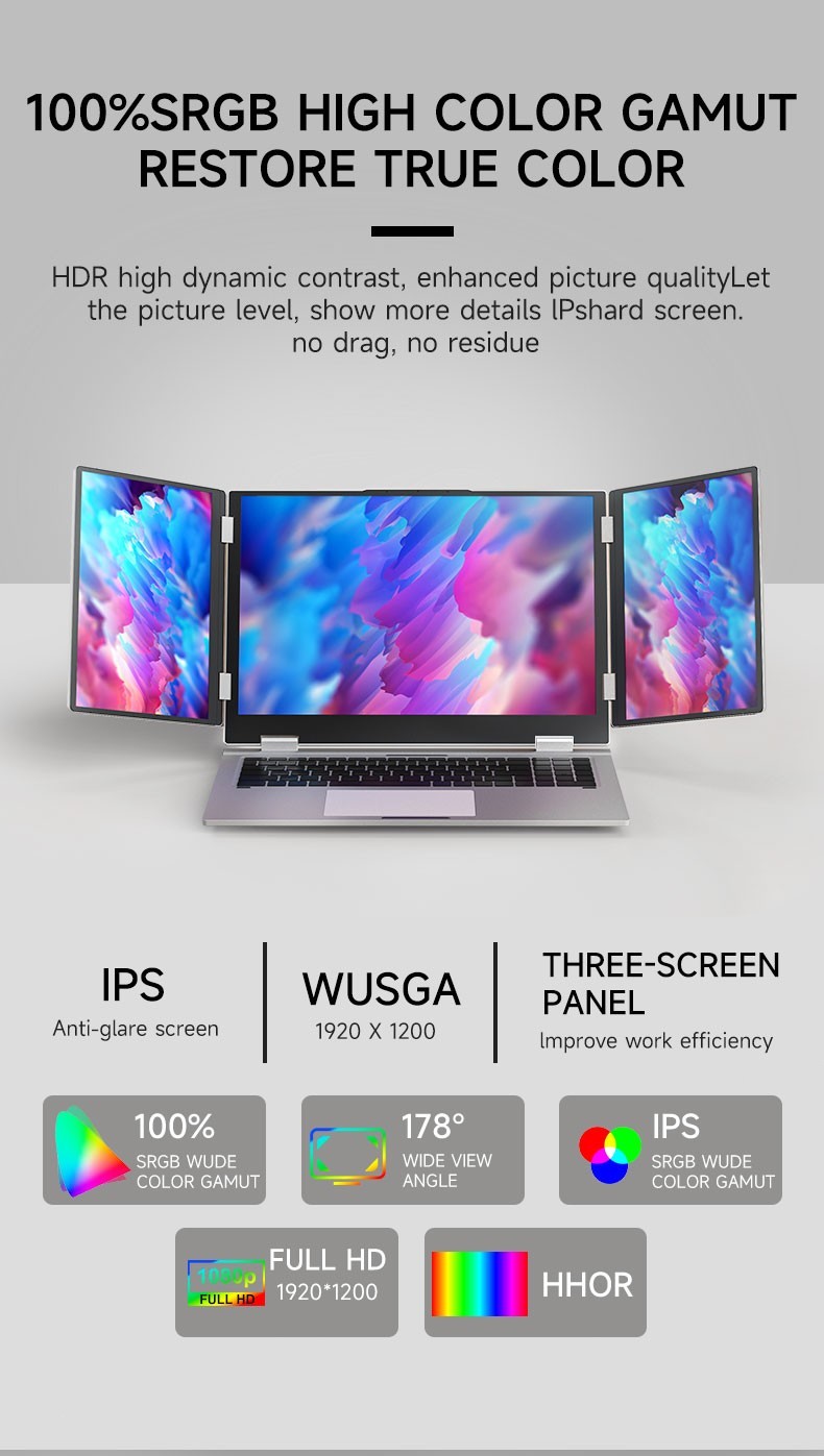 Face recogniti 16 inch 3 Scree Foldable i7 Laptop 32G RAM 2TB SSD Win11 Computer