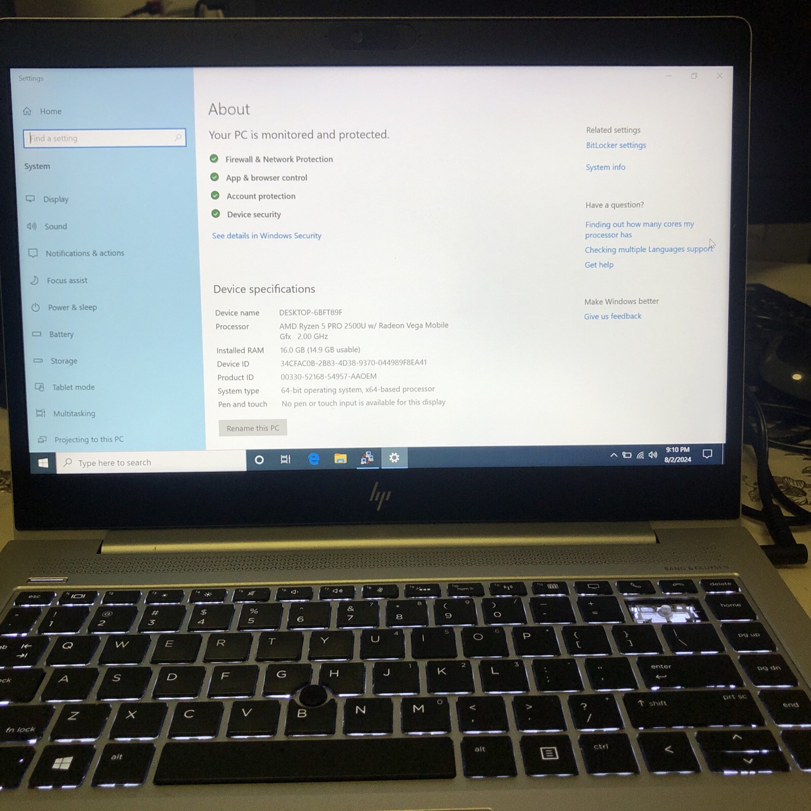 HP EliteBook 745 G4 14″ Laptop PC Computer AMD PRO 16GB RAM 256GB SSD Windows 10
