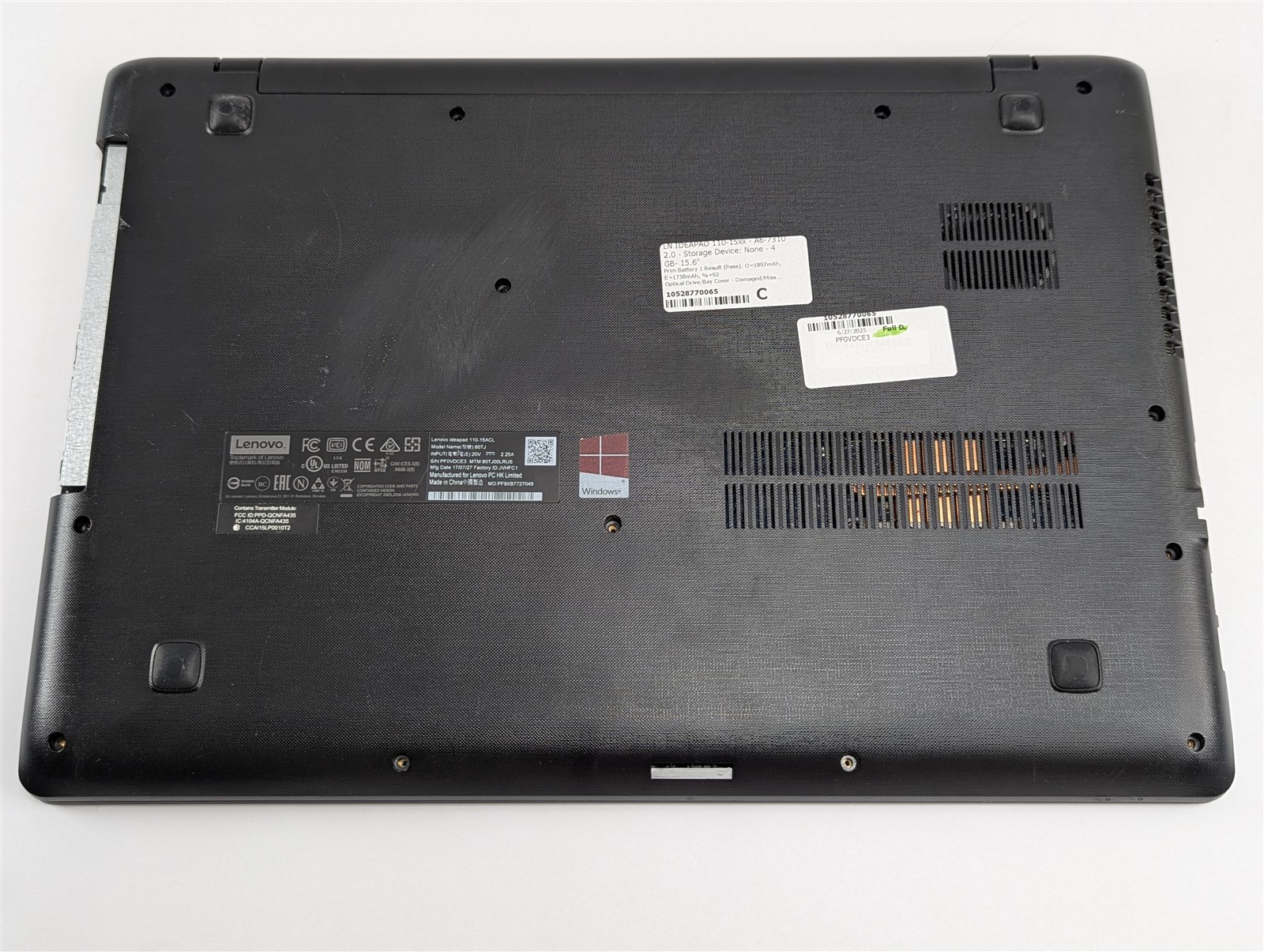 Lenovo IdeaPad 110 15.6” Touchscreen Laptop AMD A6-7310 4GB RAM No Storage Black