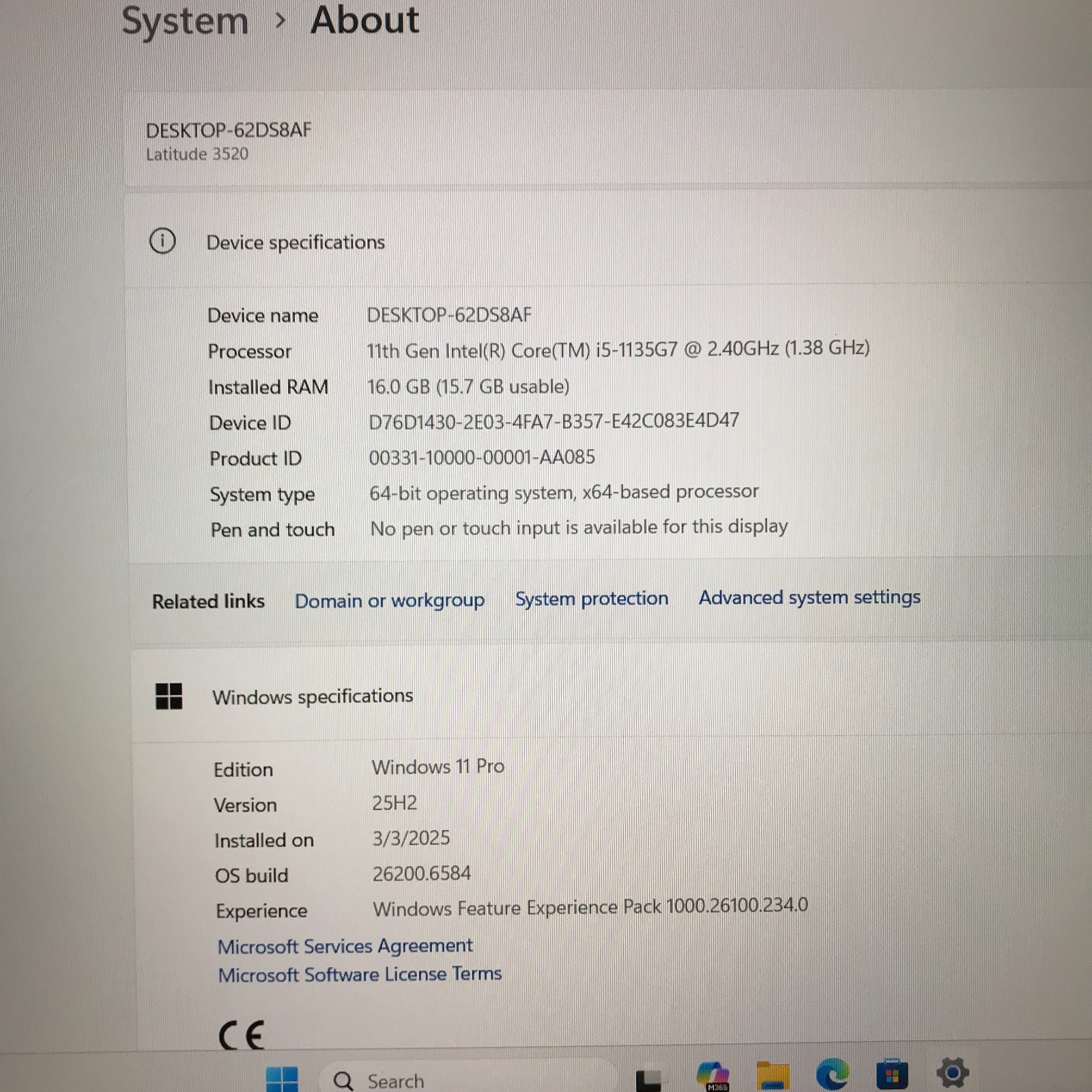 Dell Latitude 3520 15.6″ i5-1135G7 2.4GHz 16GB RAM 256GB SSD (Windows 11 Pro)