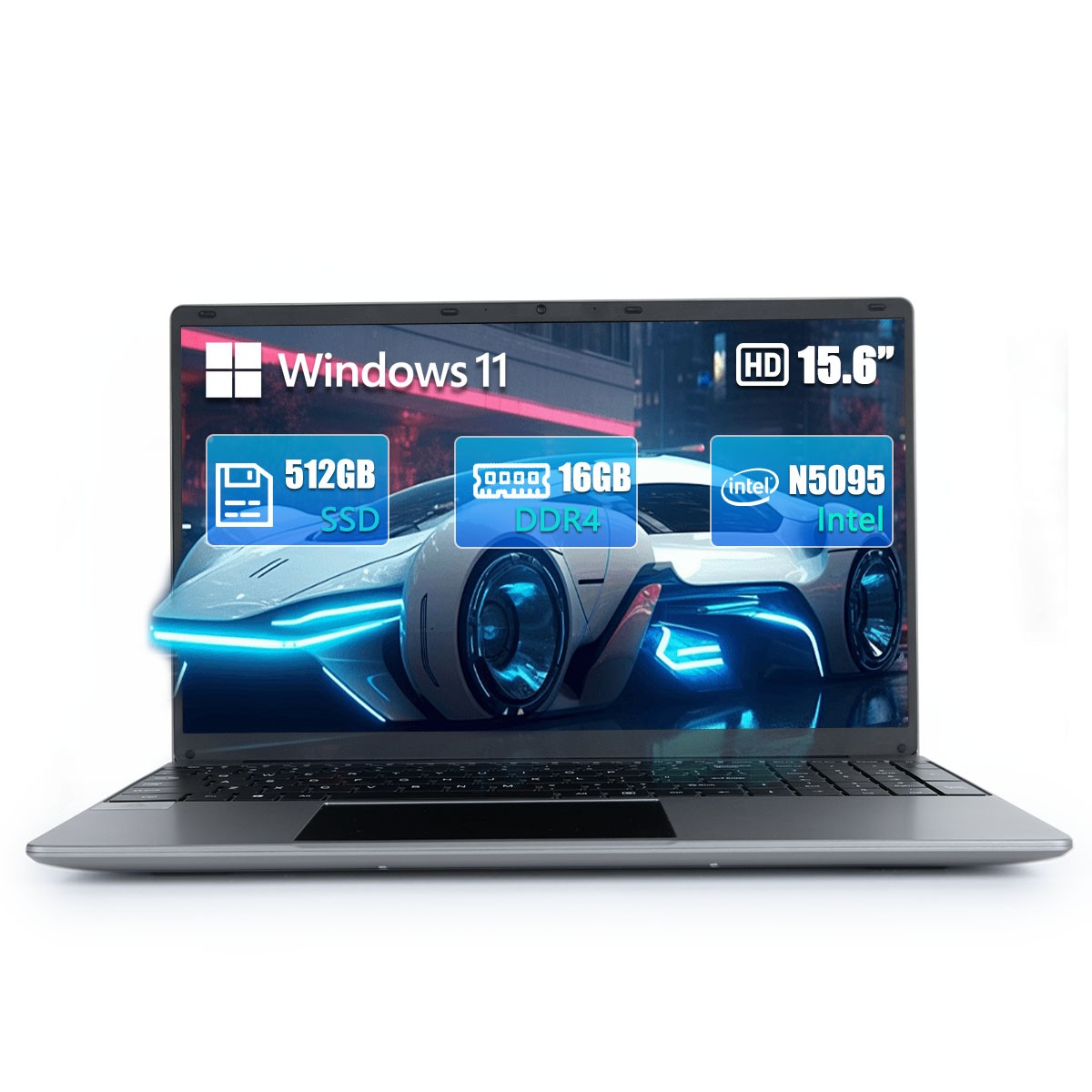 15.6 inch Laptop 16GB RAM 512GB SSD Intel Celeron N5095 WIFI 2.90Ghz W11