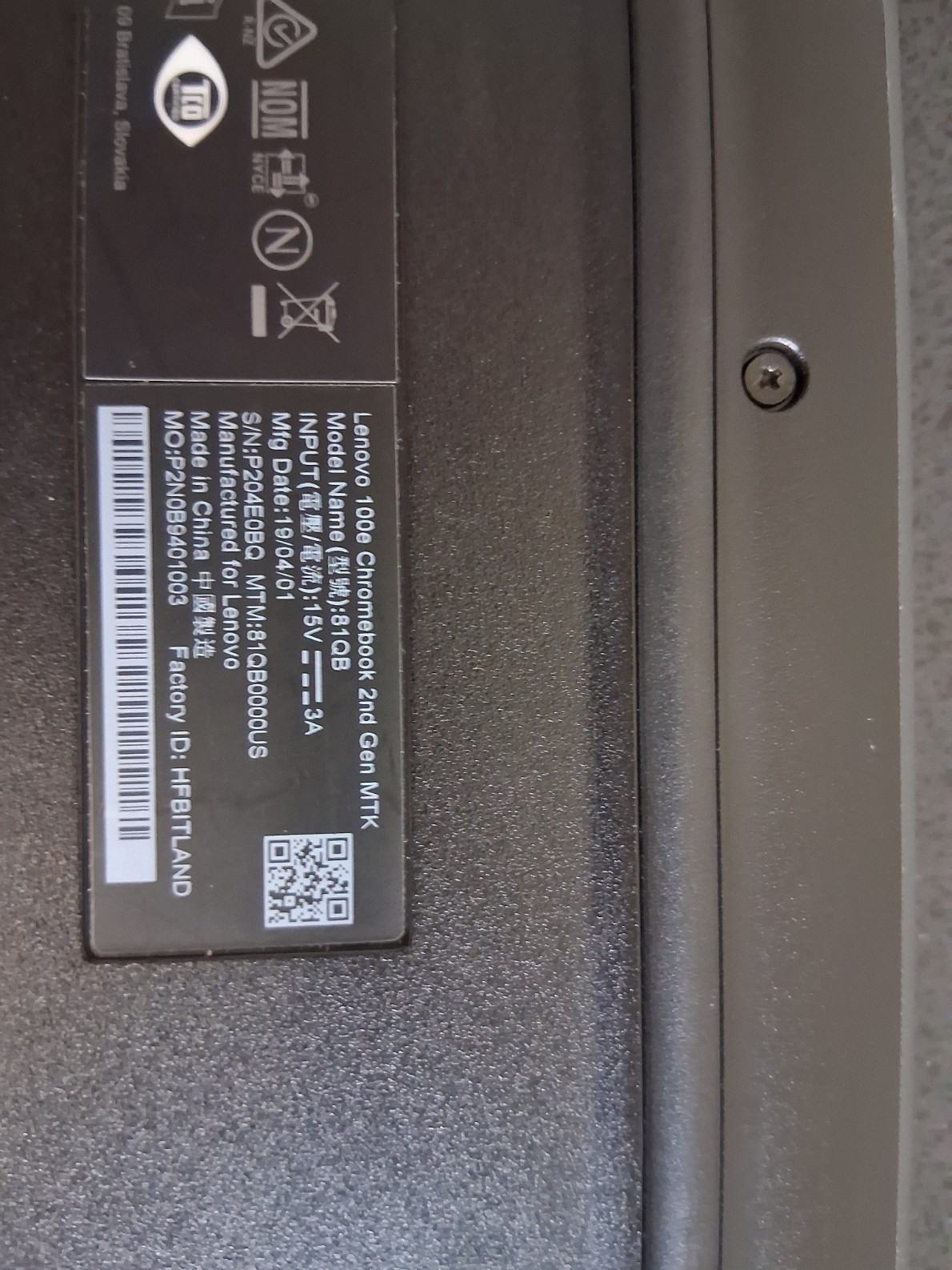 Lenovo Chromebook 100E Gen 2 MTK 4G ram 32G eMMC storage 11.6″ #177009
