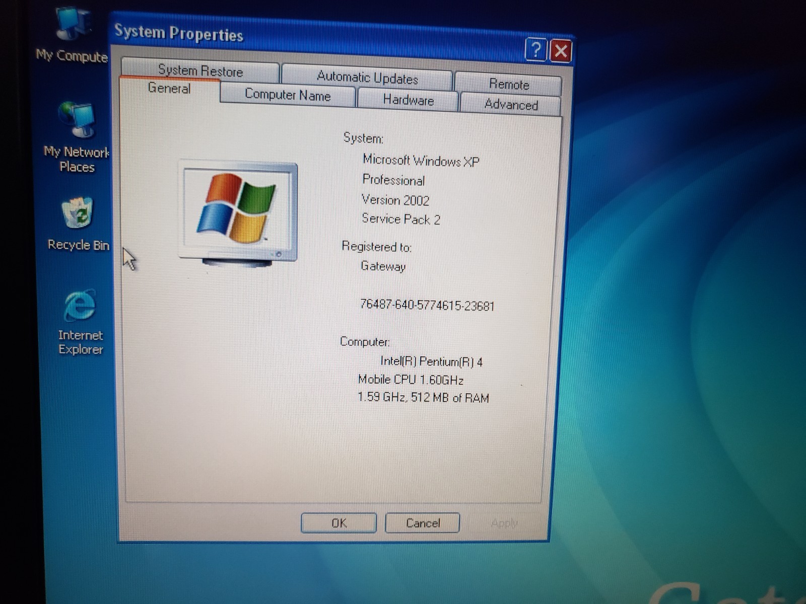 Gateway 450SX4 15″ Laptop Pentium 4 1.6GHz 512MB RAM 60GB HDD, Windows XP **READ
