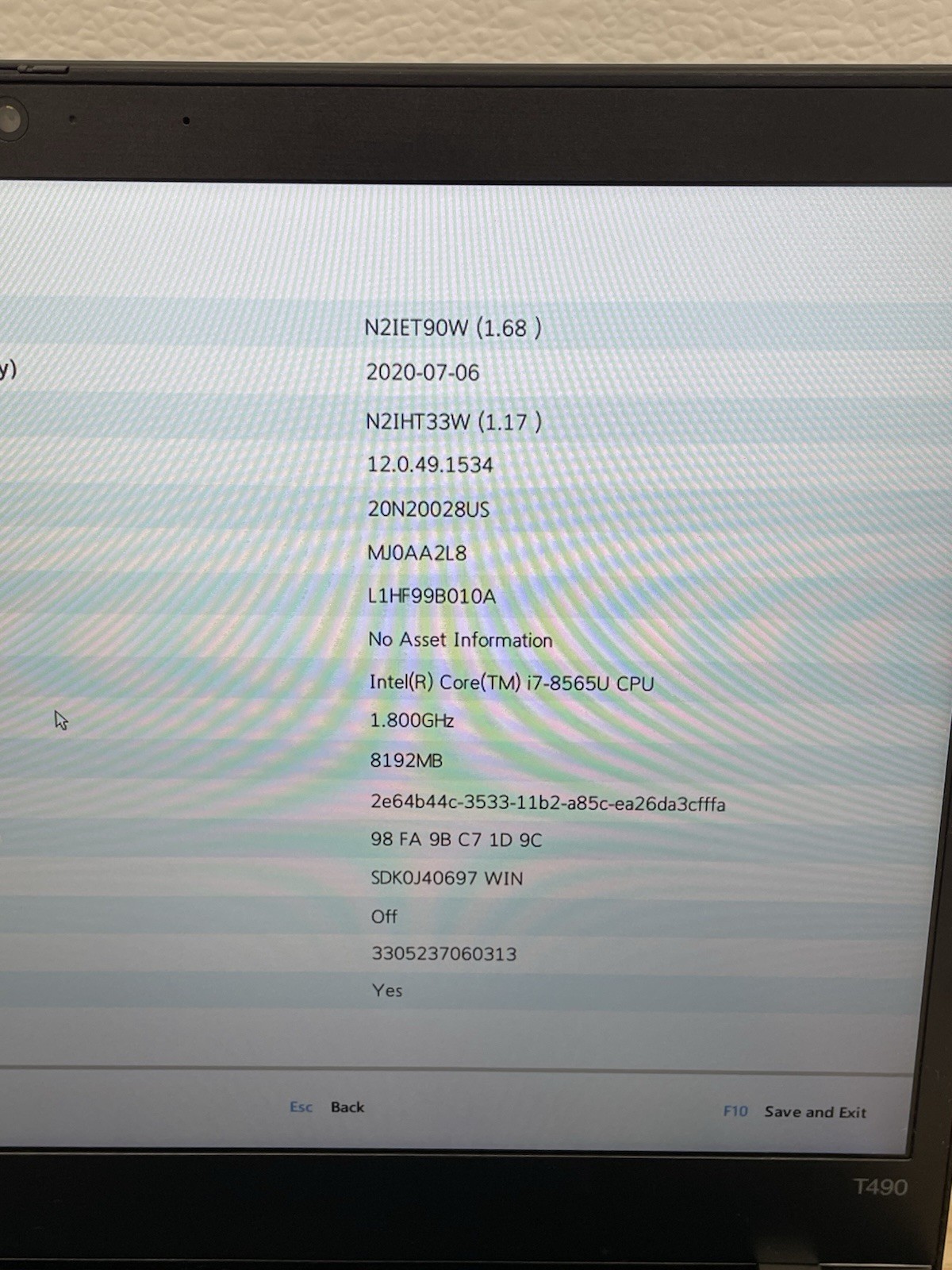 Lenovo ThinkPad T490 Core i7-8565U 1.80GHz – 8GB RAM 256GB SSD Win11