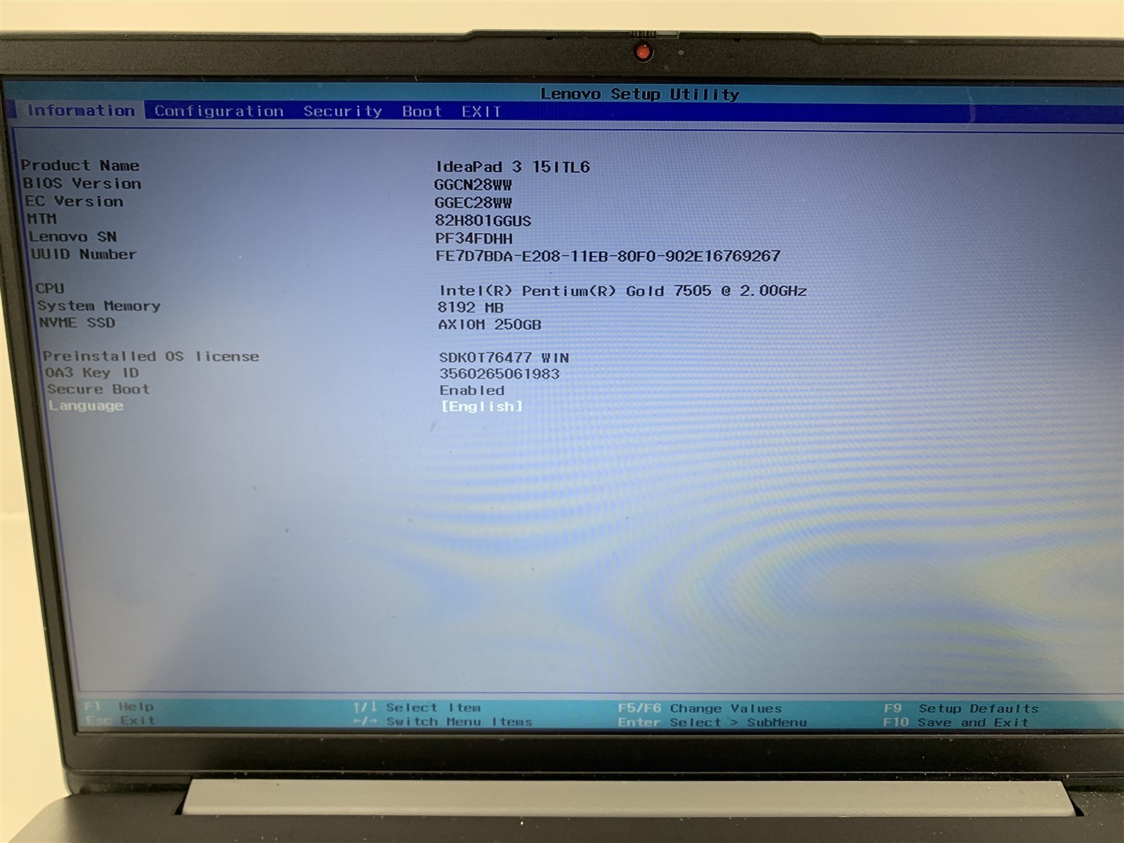 Lenovo IdeaPad 3 15ITL6 Pentium Gold 7505 2.00GHz 8Gb RAM 250GB NVMe Win11 15.6″