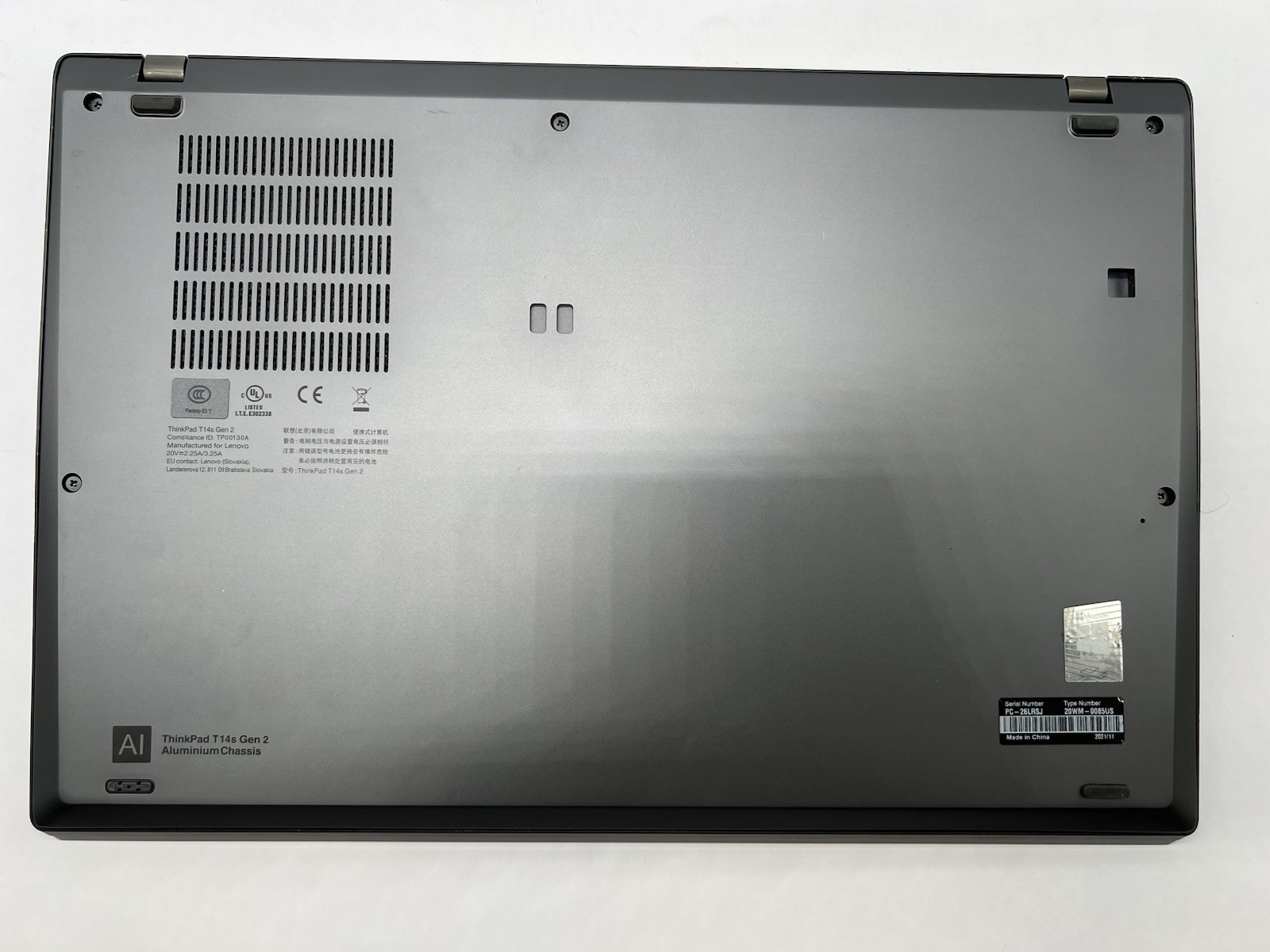 Lenovo ThinkPad T14s Gen 2i, i5-1135G7, @ 2.40GHz, 8GB RAM-No HDD/OS/Adapter