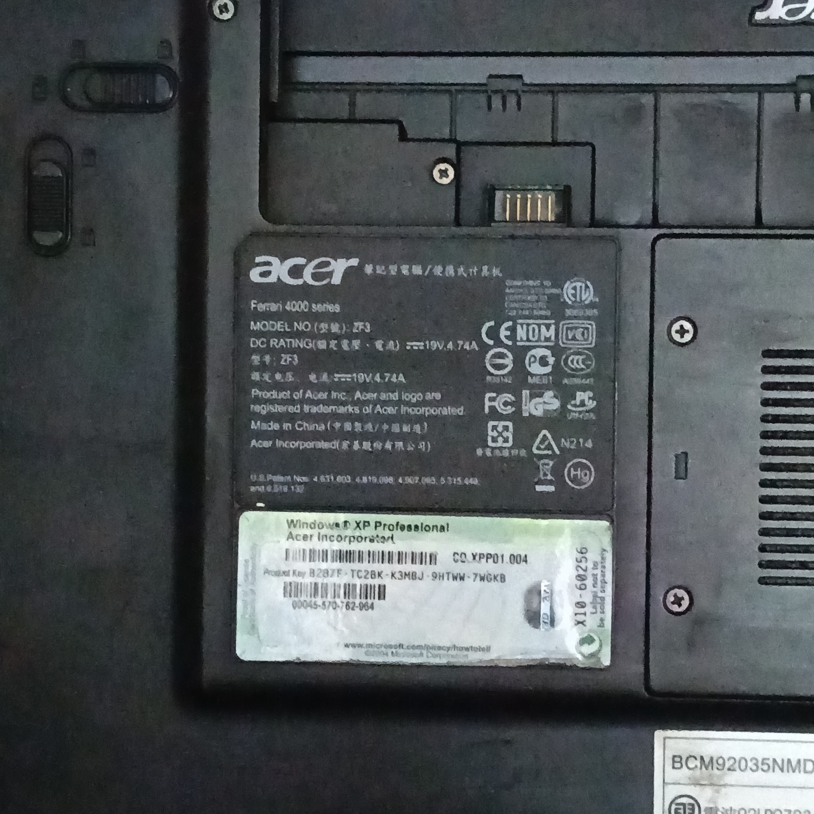 Acer Ferrari 4000 Notebook AMD Turion 64 -Not Working – For Parts