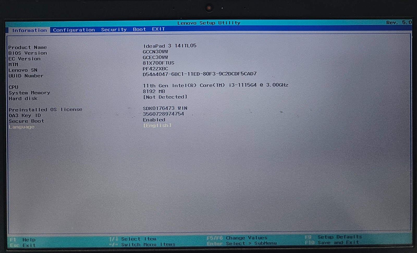 Lenovo IdeaPad 3-14ITL05 14″ Laptop Intel Core i3-1115G4 8GB Ram NO HD/OS (FL)
